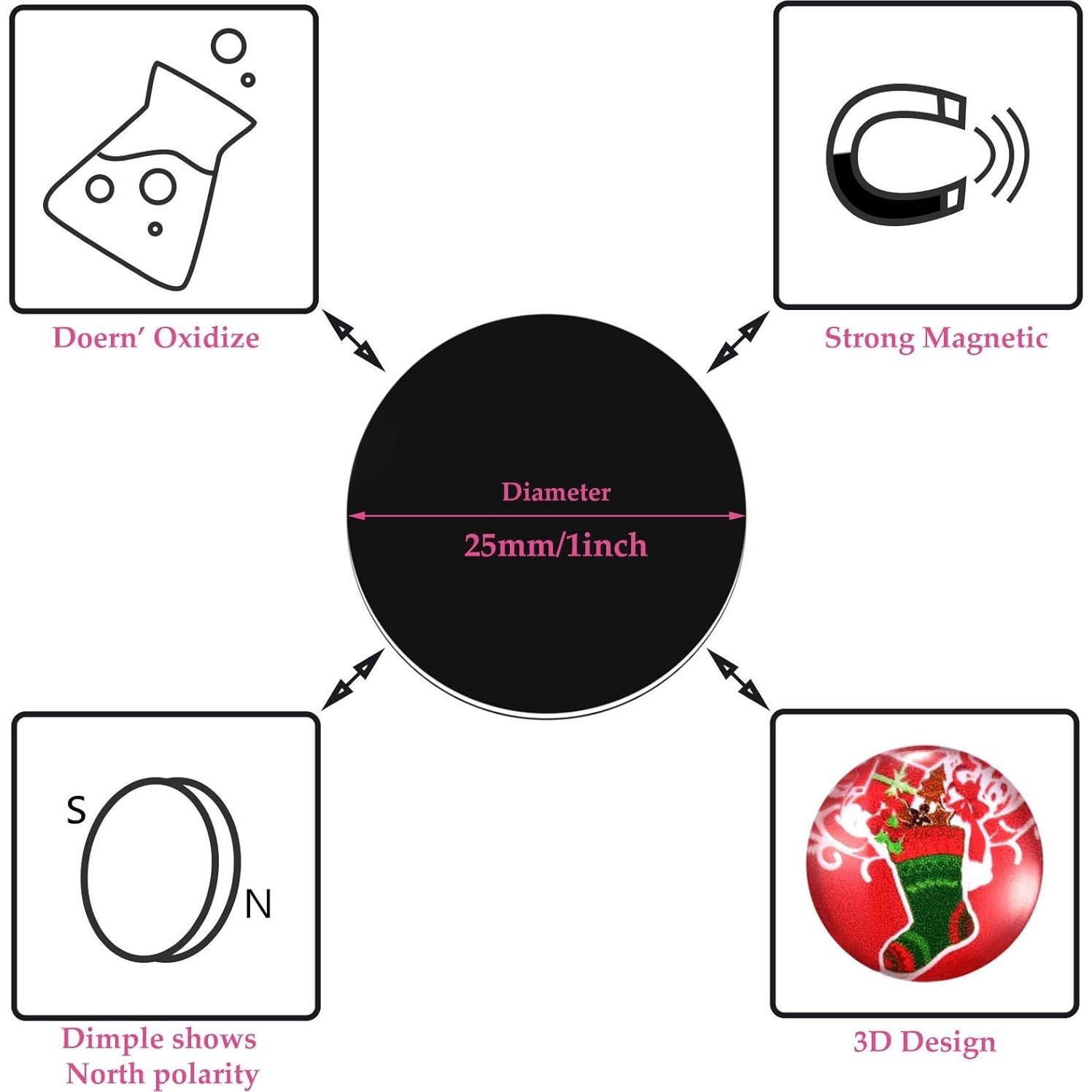 24 Imanes de Navidad Frienda 3D para Nevera Multicolor