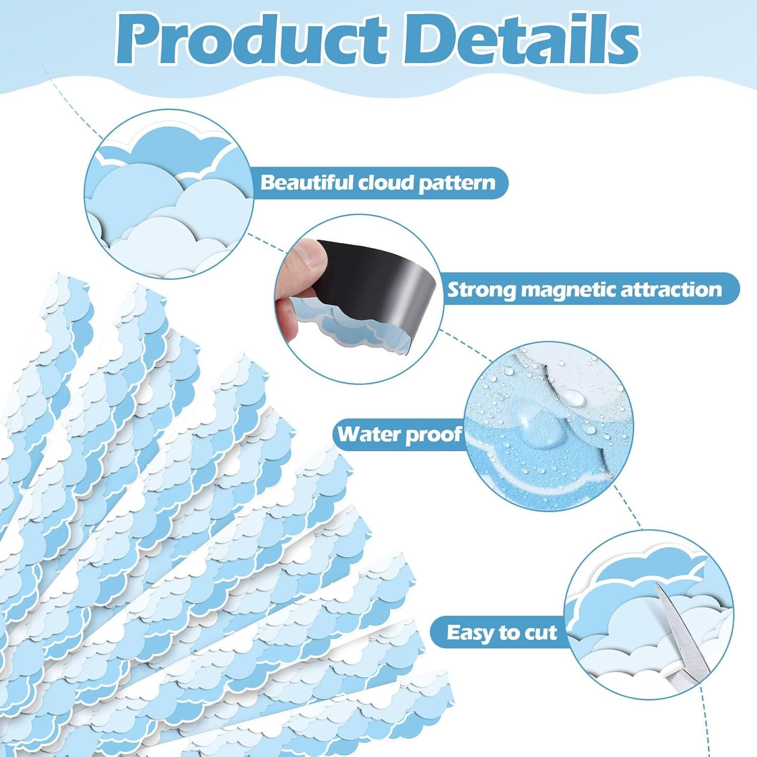 24 Bordes Magnéticos Nublados Mooliwe 30 cm x 3 cm Decoración