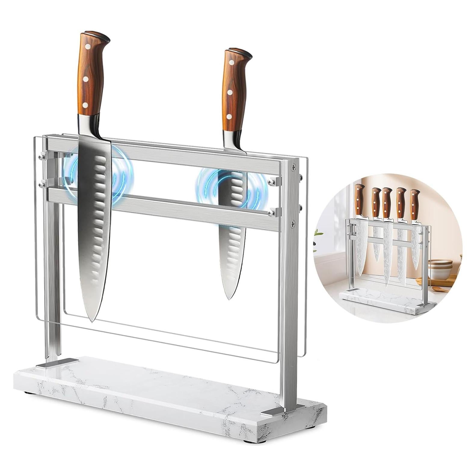 Soporte Magnético para Cuchillos HomeSimplex - Base de Mármol Blanco