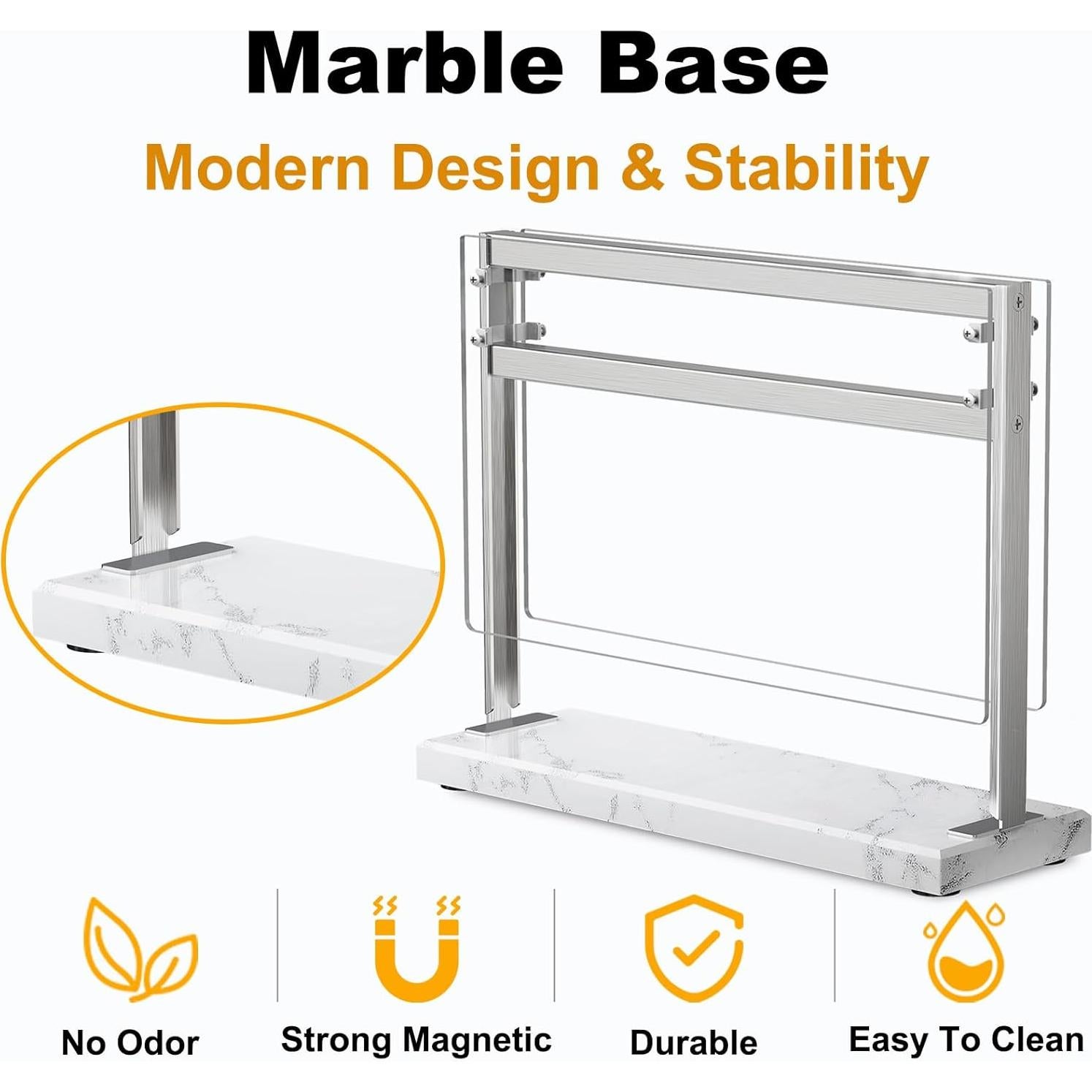 Soporte Magnético para Cuchillos HomeSimplex - Base de Mármol Blanco