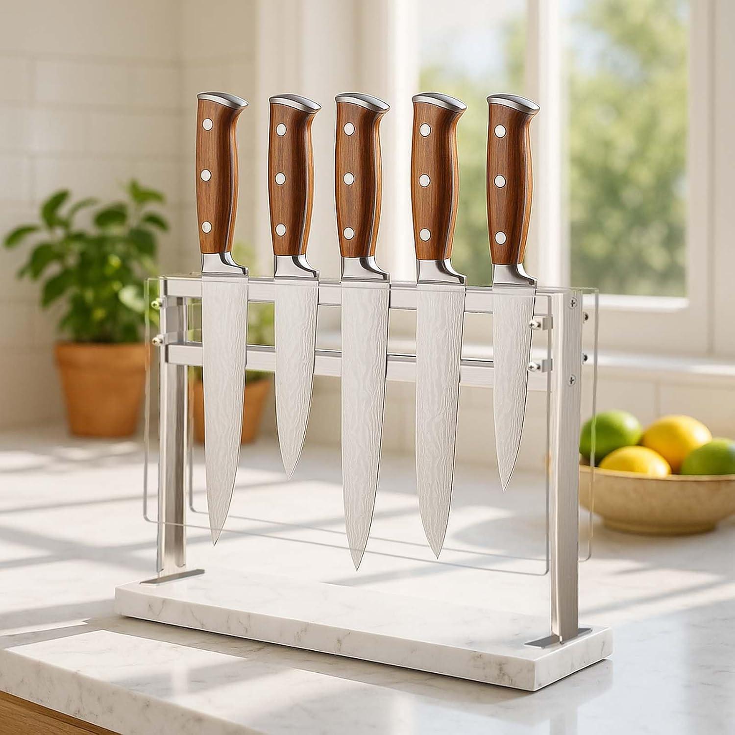 Soporte Magnético para Cuchillos HomeSimplex - Base de Mármol Blanco