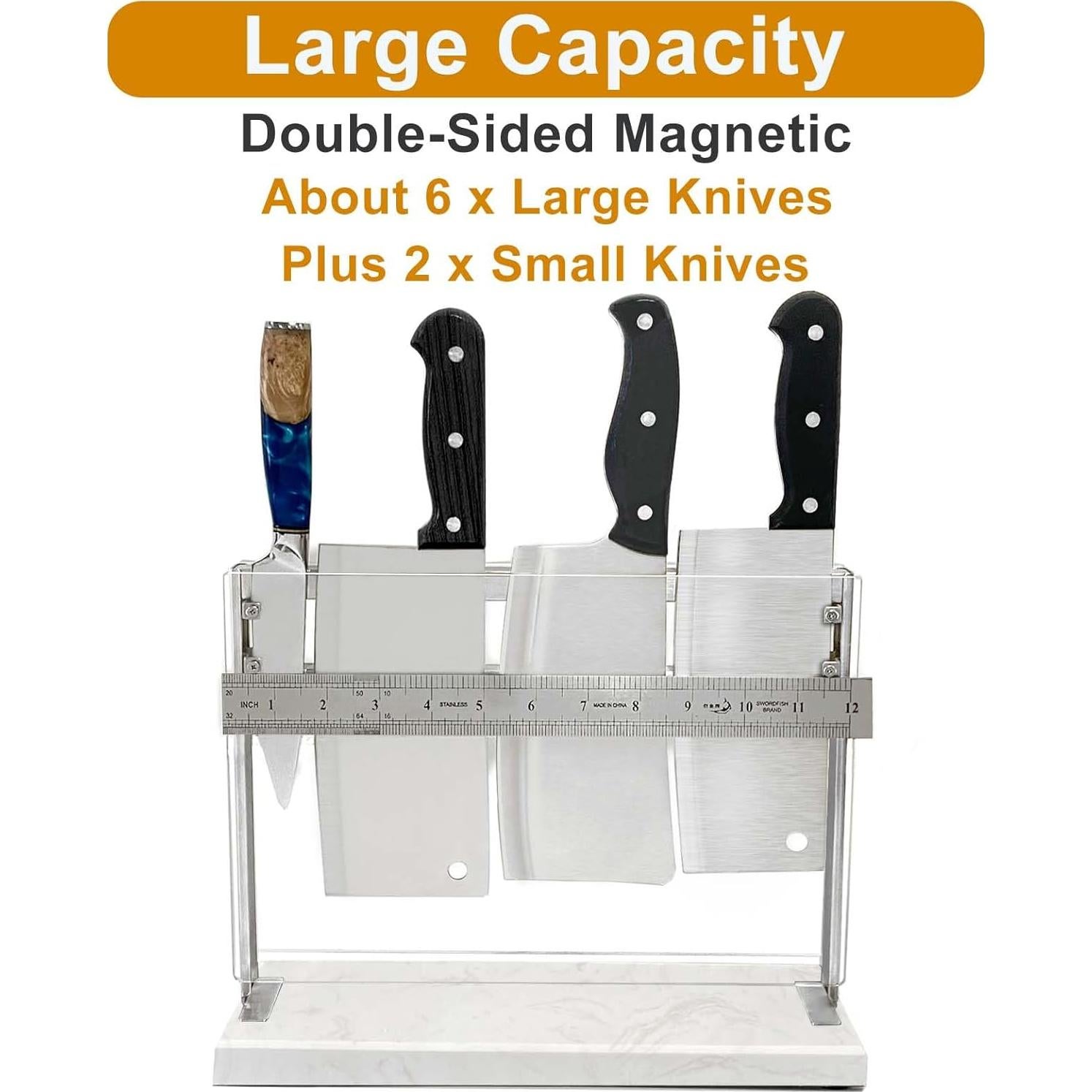 Soporte Magnético para Cuchillos HomeSimplex - Base de Mármol Blanco