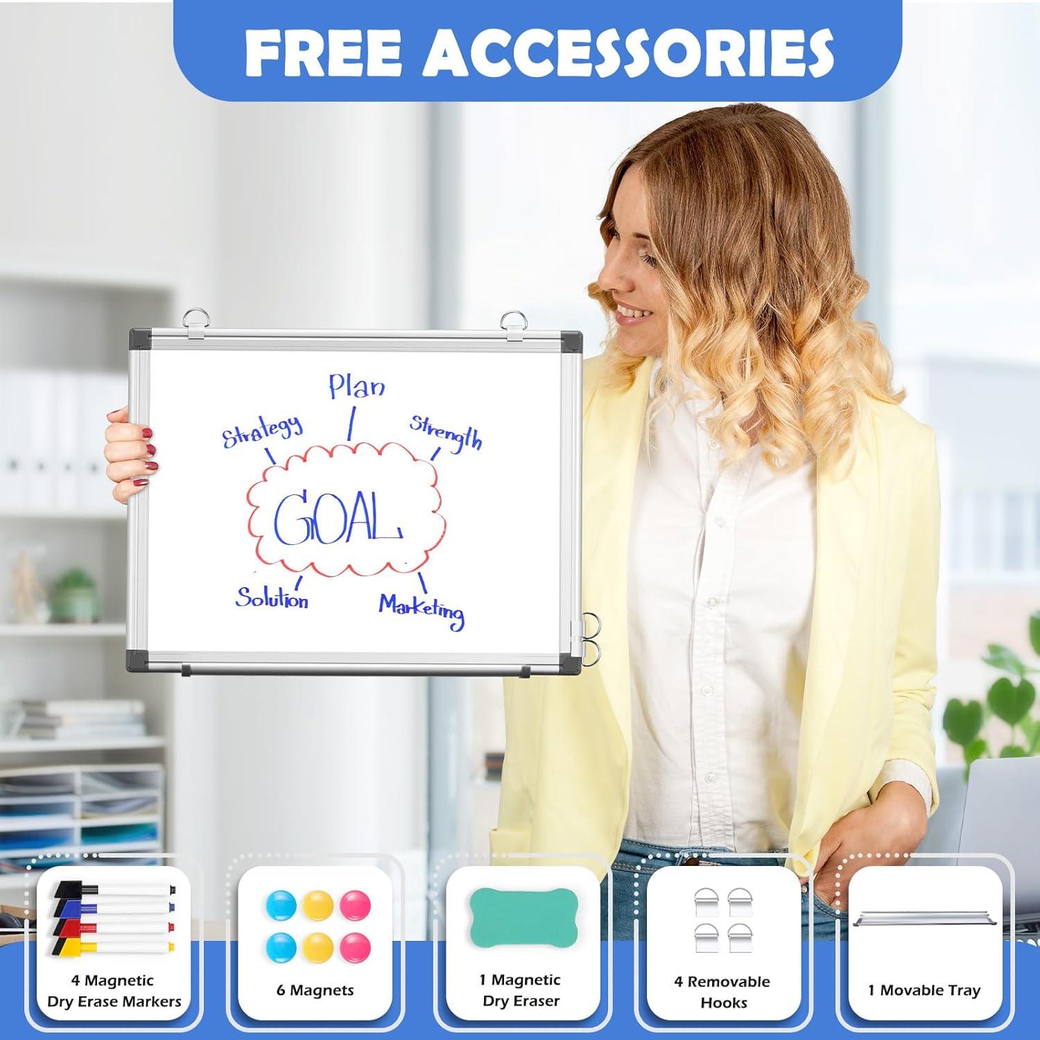 Pizarra Blanca Doble Cara Magnética WALGLASS 40x30 cm