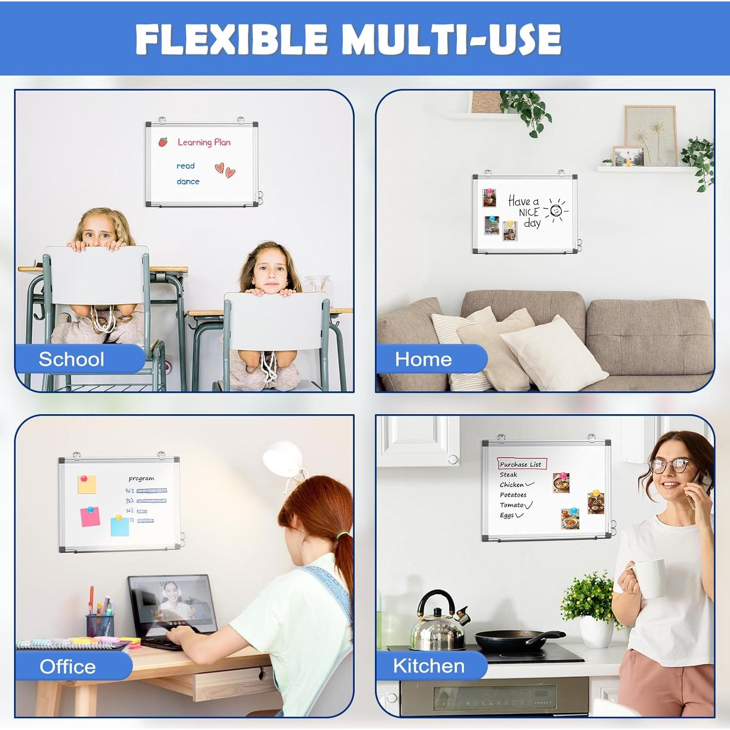 Pizarra Blanca Doble Cara Magnética WALGLASS 40x30 cm