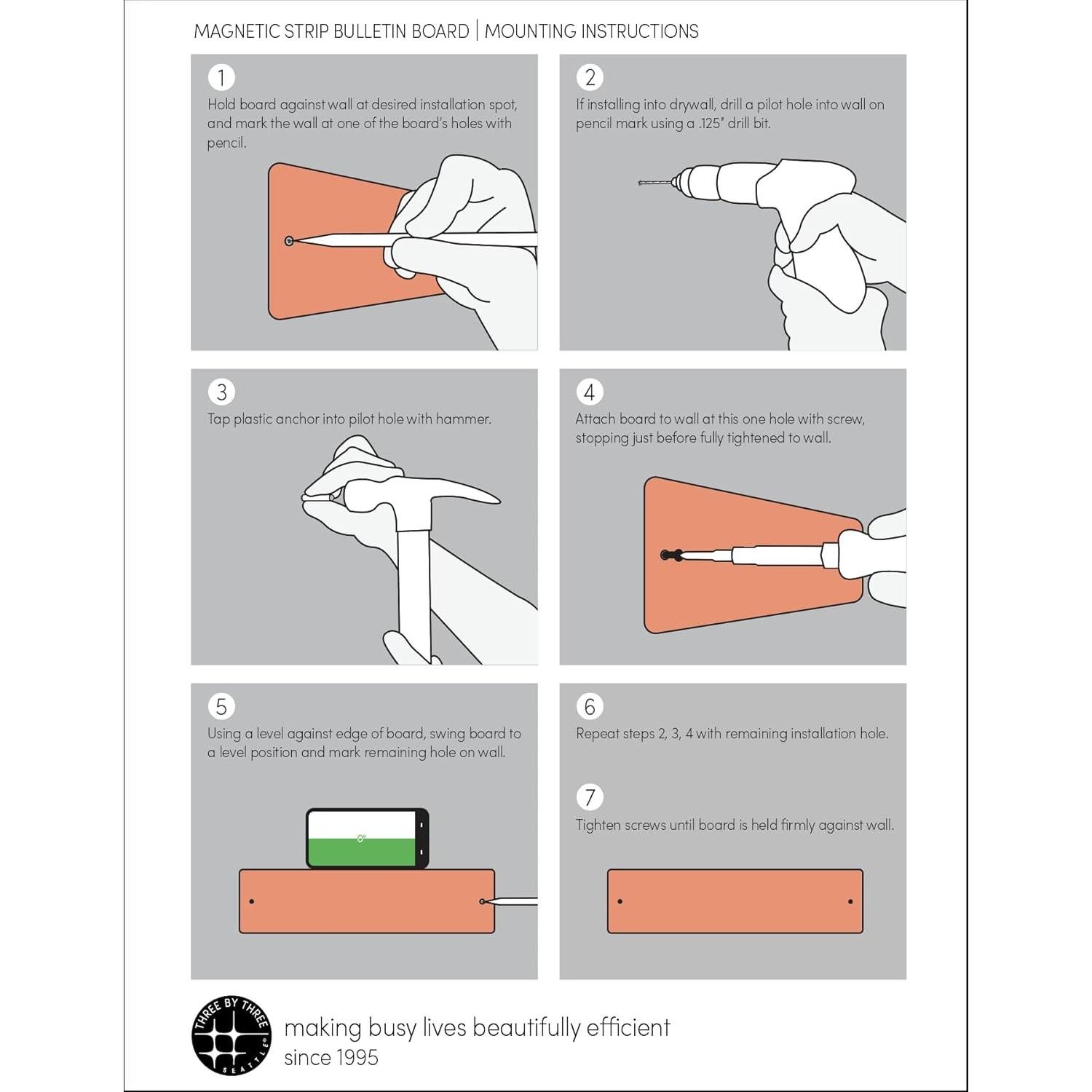 Tablero Magnético Sin Marco Three by Three Seattle 71 x 6.4 cm Ciruela