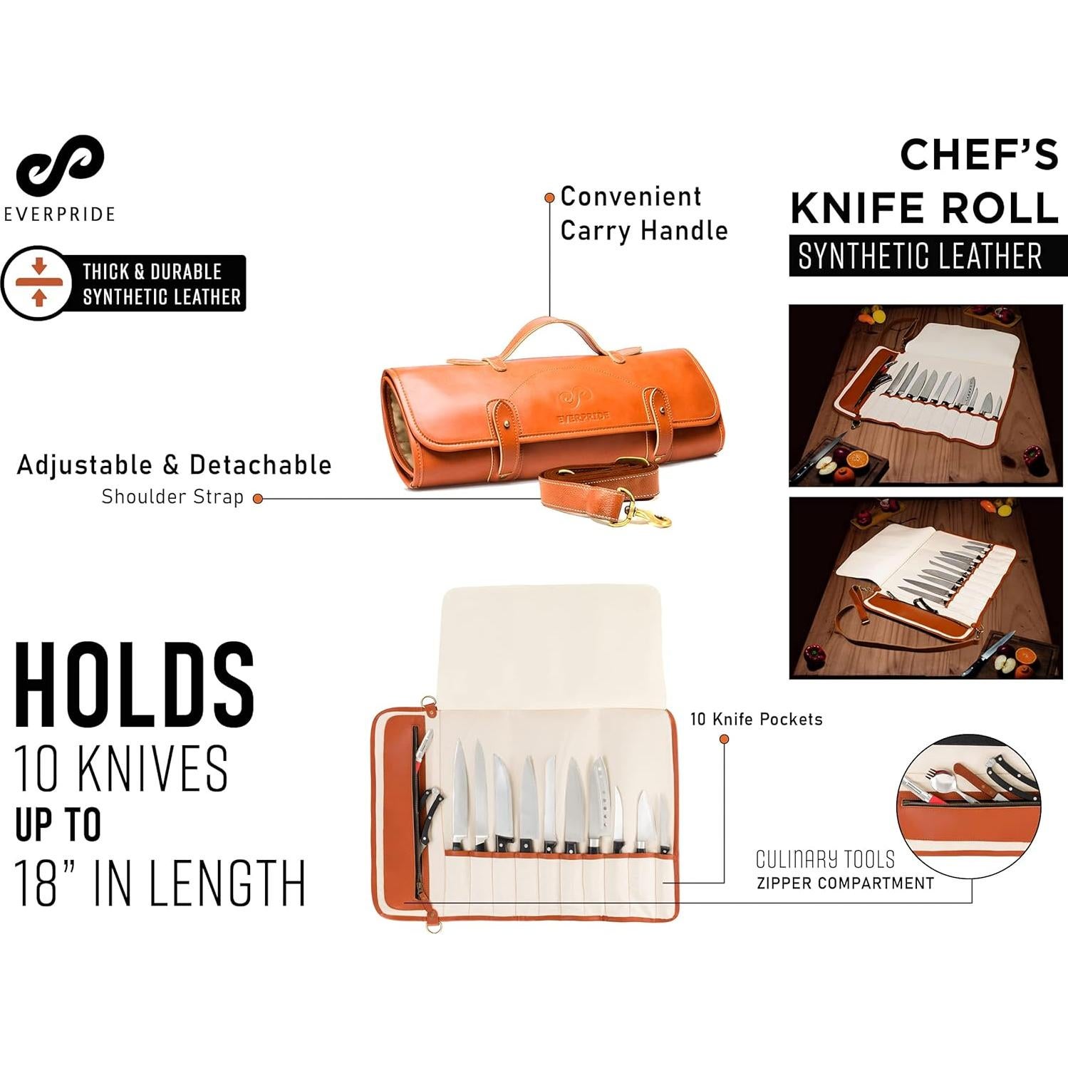 Bolsa para cuchillos EVERPRIDE para chefs - 10 ranuras - 0.91 kg