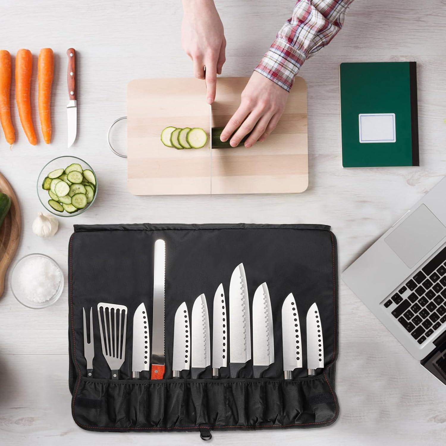 Funda para Cuchillos de Chef Tosnail con 21 Ranuras - Negro