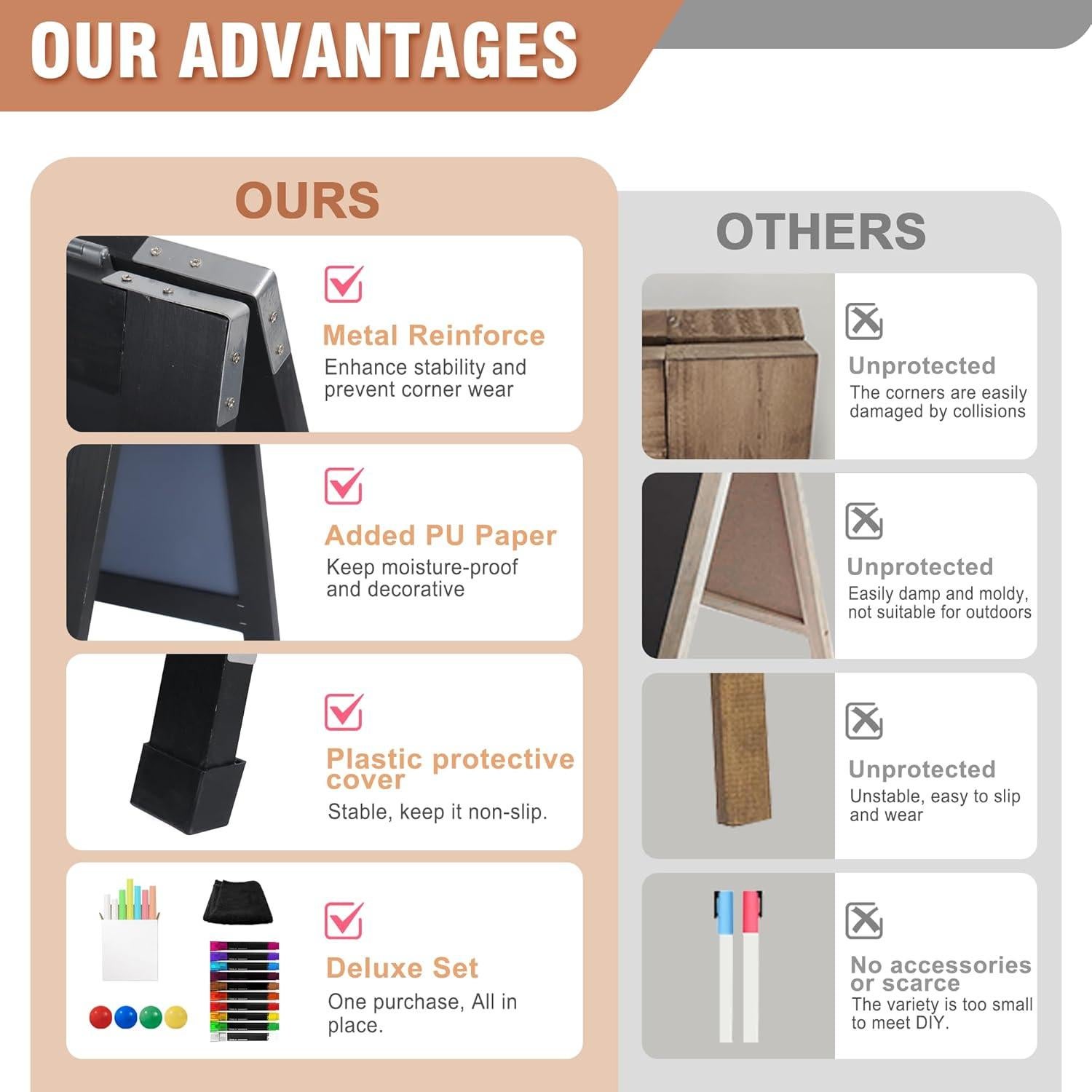 Pizarra Magnética de Madera SELEAD A 101.6x50.8 cm Negra