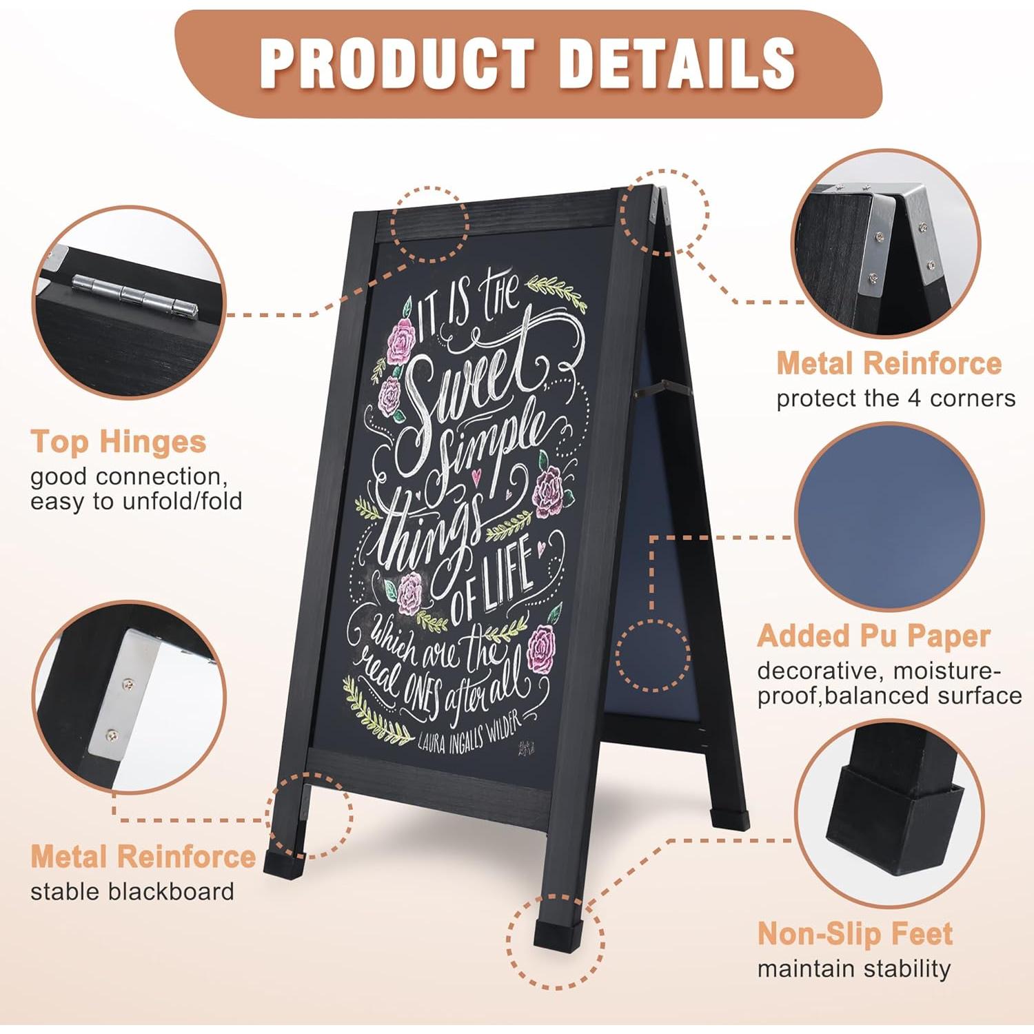 Pizarra Magnética de Madera SELEAD A 101.6x50.8 cm Negra