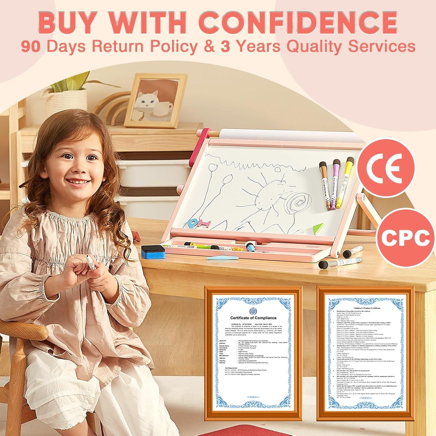 Caballete de Mesa Doble Cara FUNLIO Rosa con 100+ Piezas