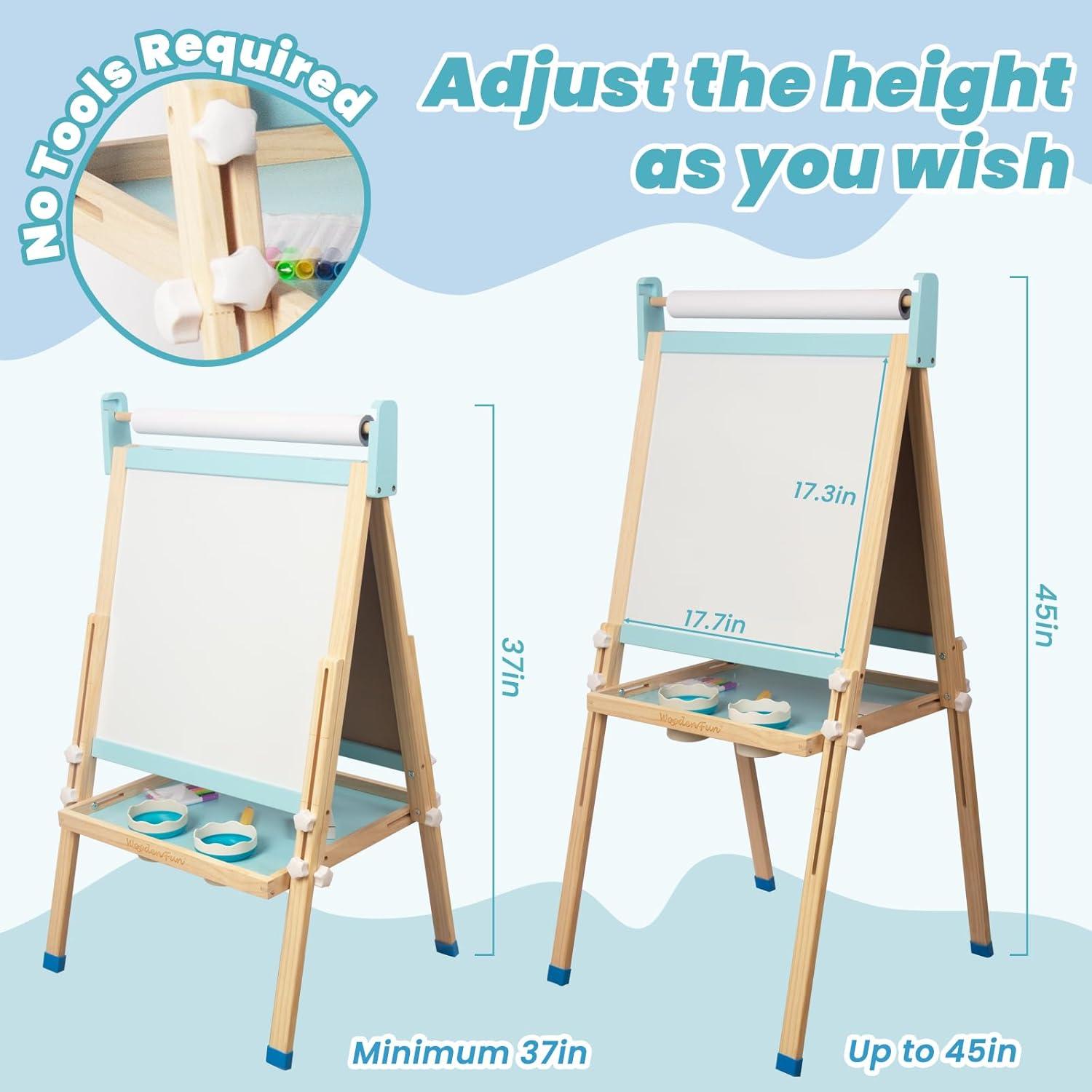 Caballete de Arte Ajustable Woodenfun para Niños 3-12 Años