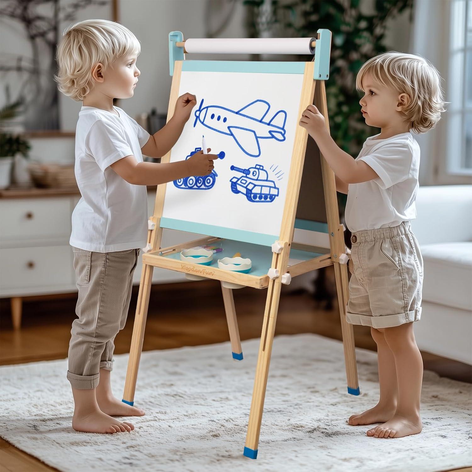 Caballete de Arte Ajustable Woodenfun para Niños 3-12 Años