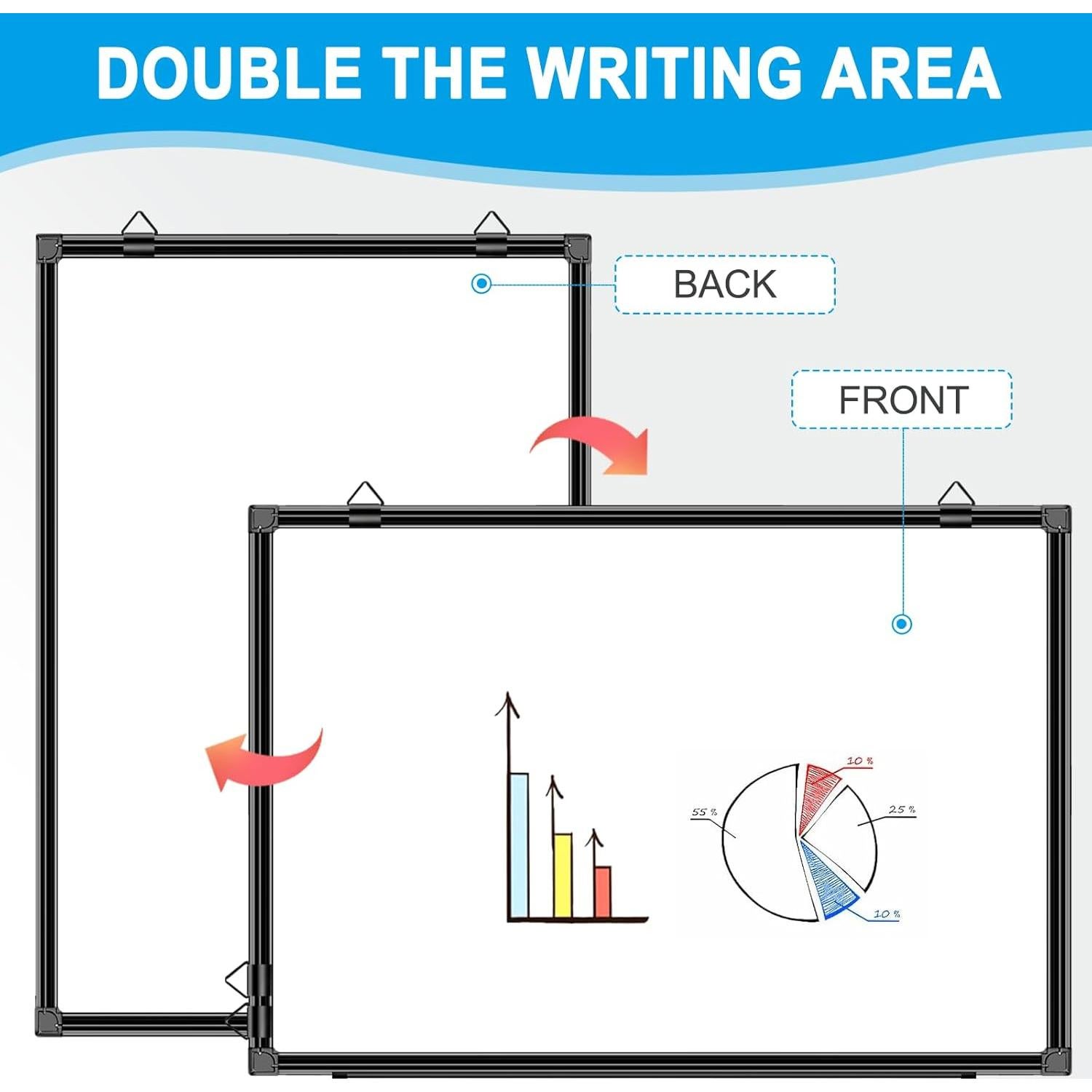 Pizarra Blanca Magnética Doble Cara H-Qprobd 91x61cm