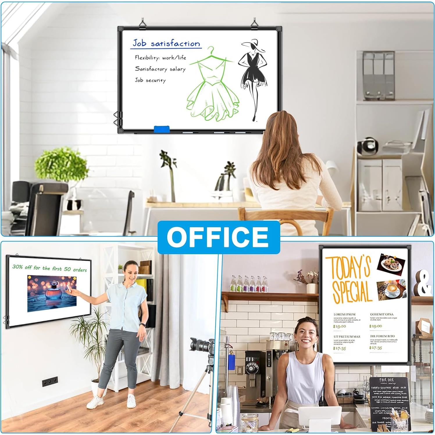 Pizarra Blanca Magnética Doble Cara H-Qprobd 91x61cm