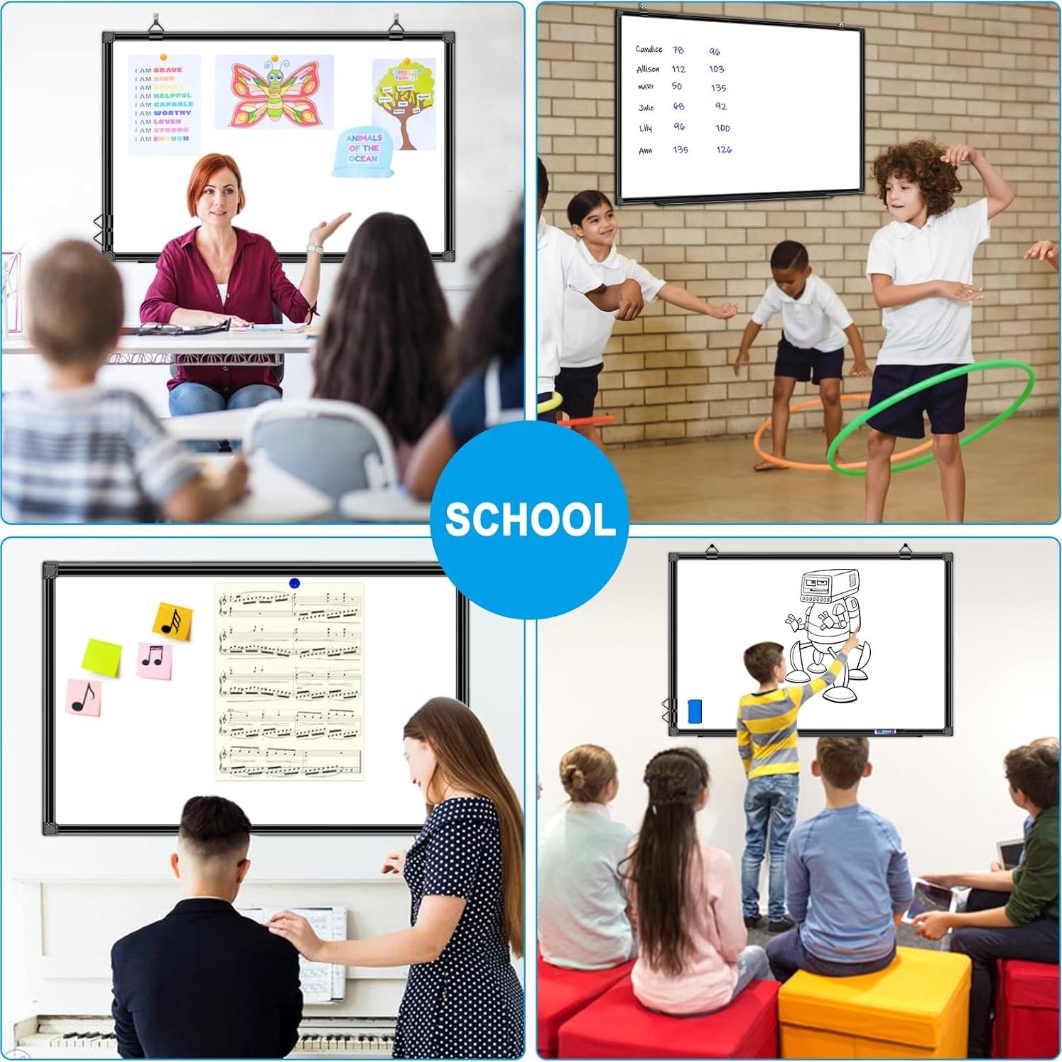 Pizarra Blanca Magnética Doble Cara H-Qprobd 91x61cm