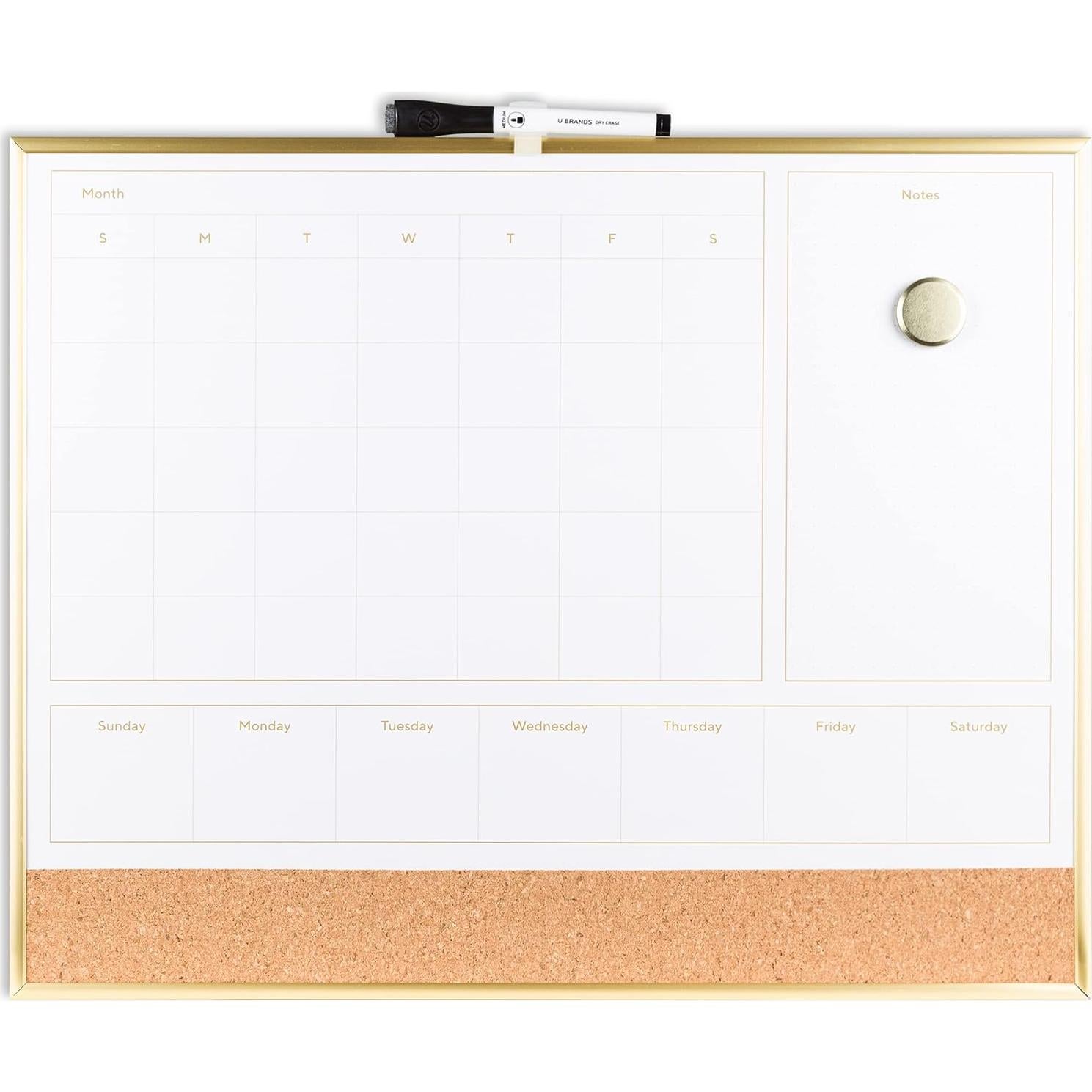 Pizarra Planificadora de Calendario 4 en 1 U Brands 40.6x50.8cm