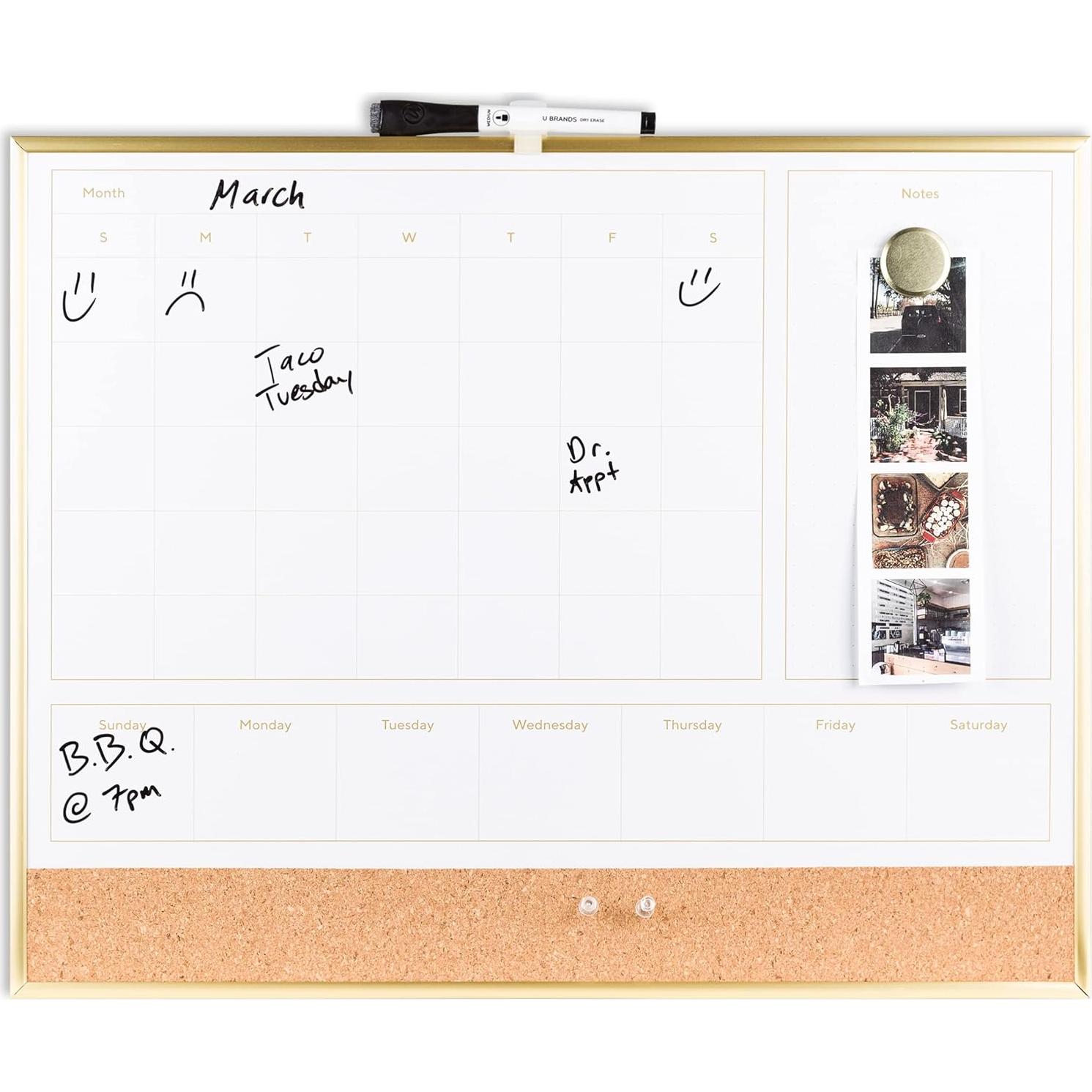 Pizarra Planificadora de Calendario 4 en 1 U Brands 40.6x50.8cm