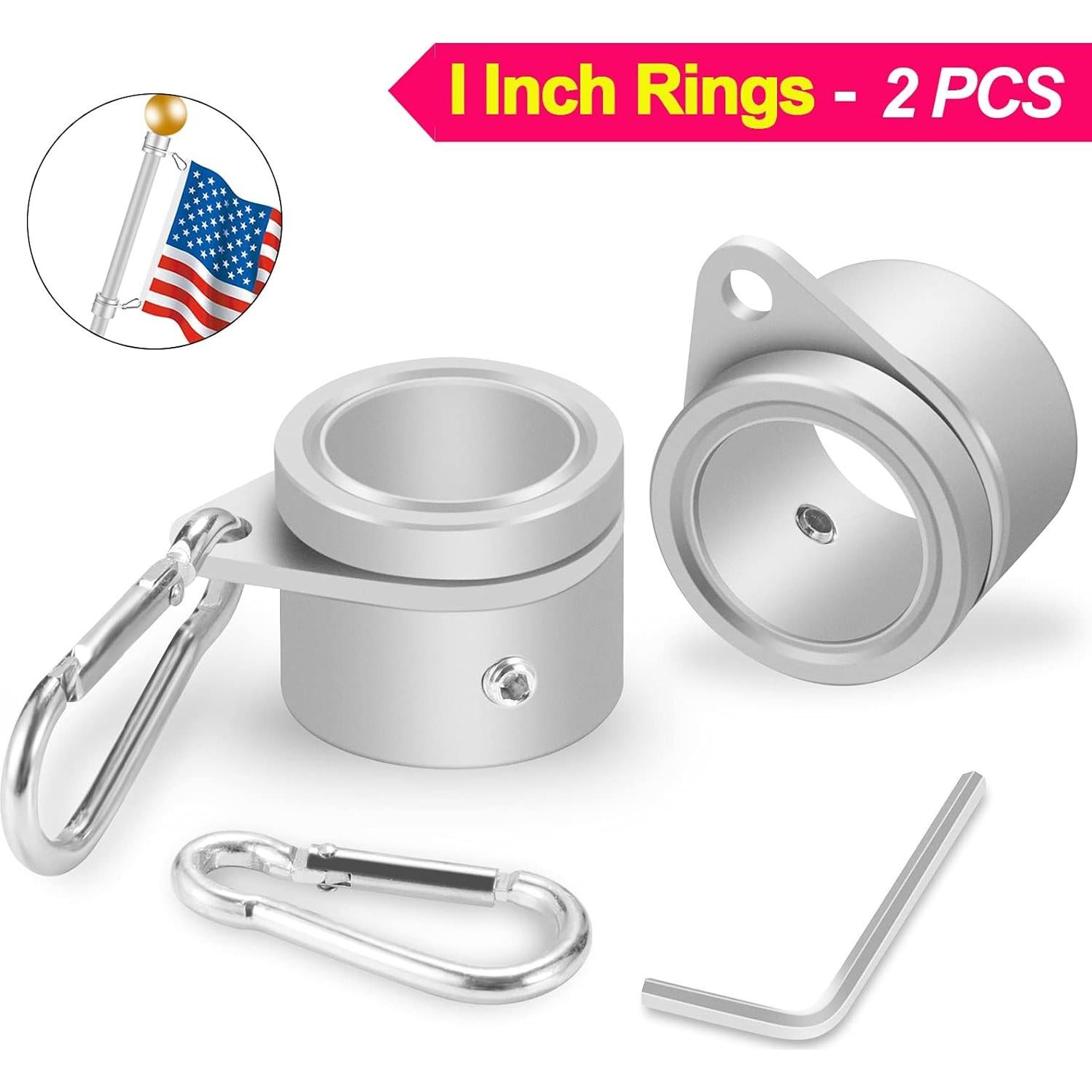 Anillos de asta de bandera BONWIN 1" 2 Pcs giratorios 360°