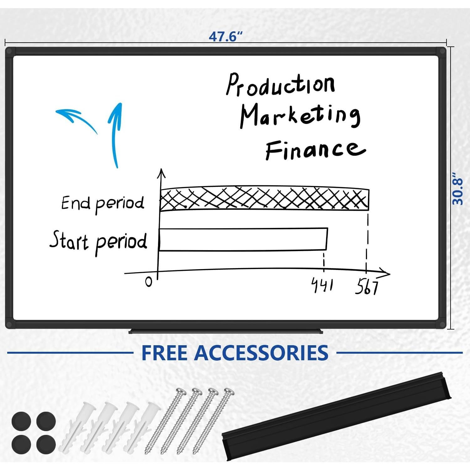 Pizarra Blanca Magnética XBoard 121.9x78.7cm con Marco Negro