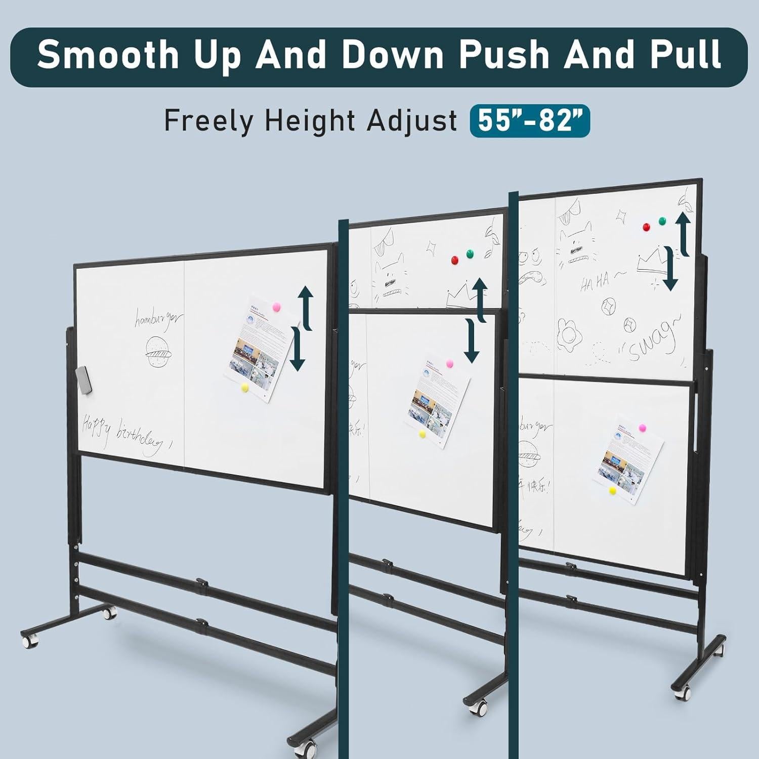 Pizarra Blanca Magnética Doble Cara MAKUANG 183x152 cm con Ruedas