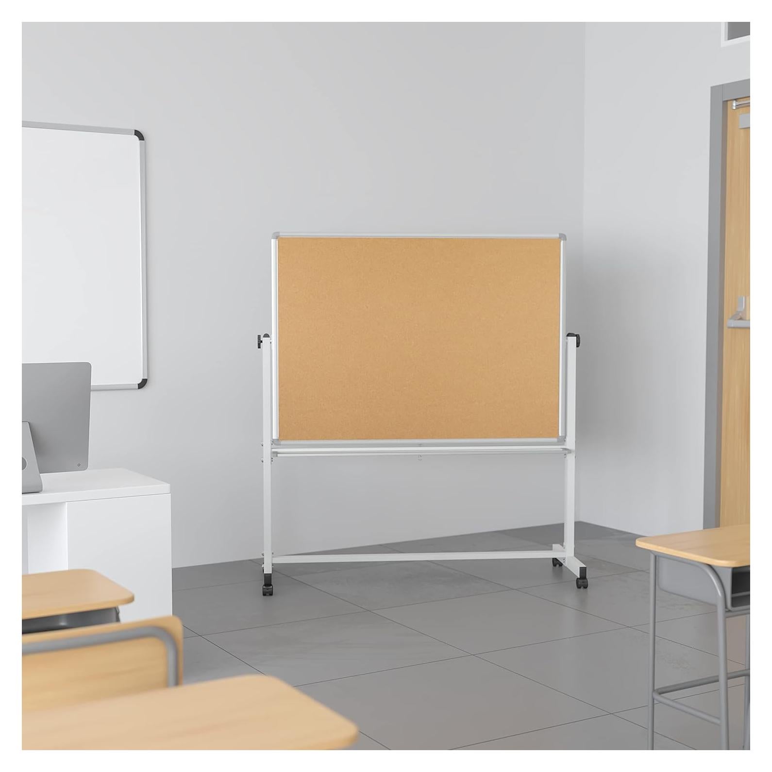 Tablero Móvil Reversible EMMA + OLIVER 135x150 cm Corcho y Blanco