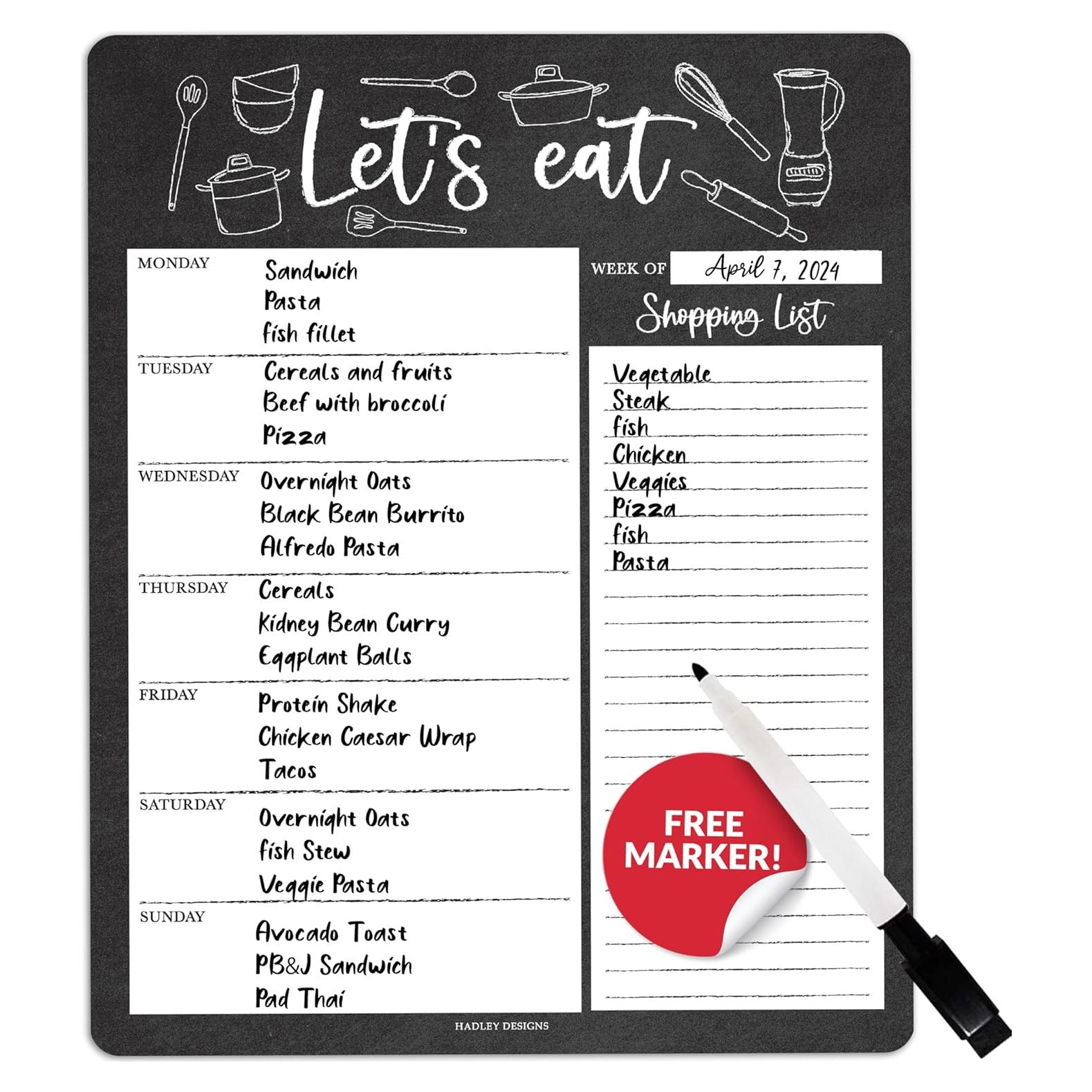 Planificador de Comidas Magnético Hadley Designs 20x20 cm