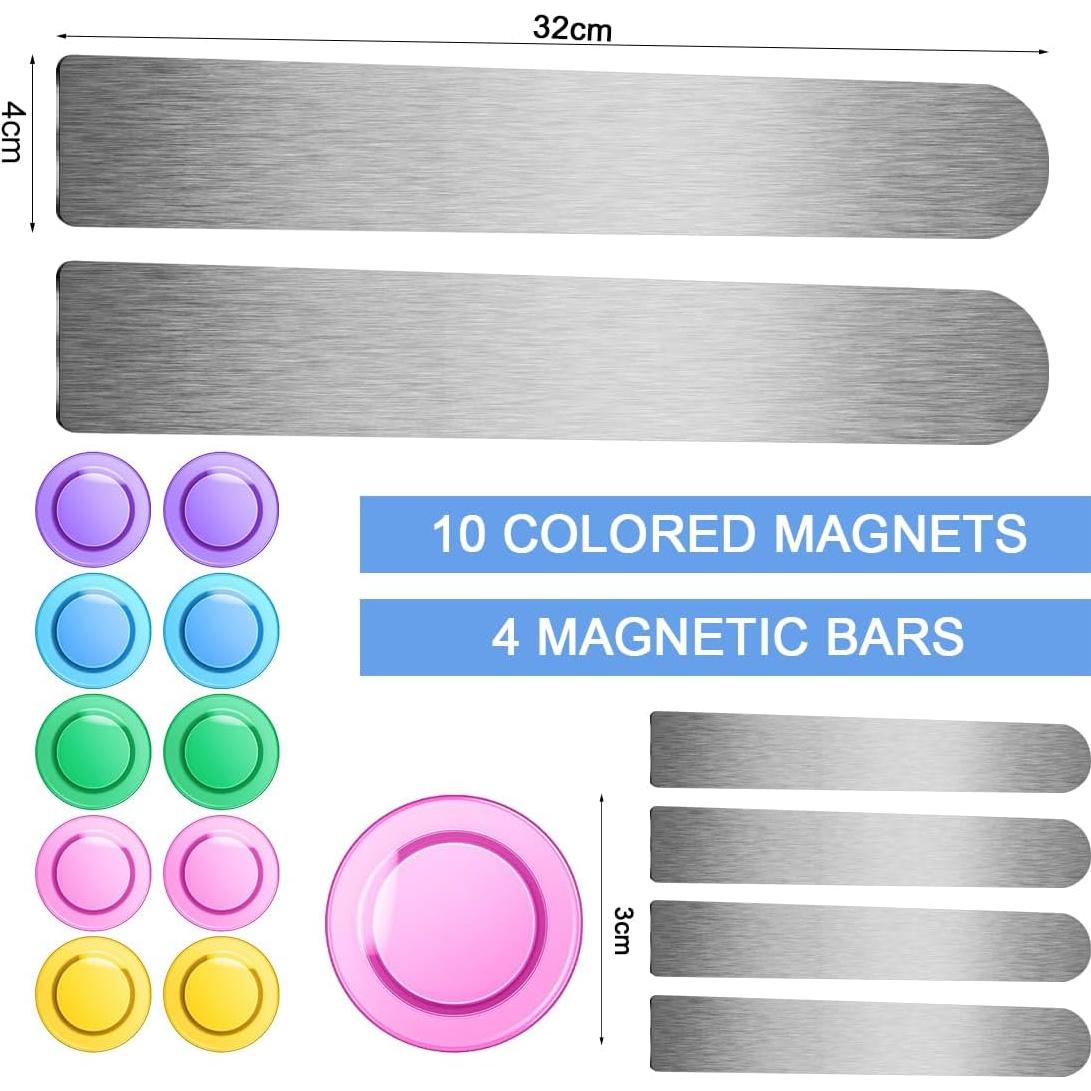 Tiras Magnéticas Adhesivas YJWZWE 32x4 cm Plata 4 Pcs