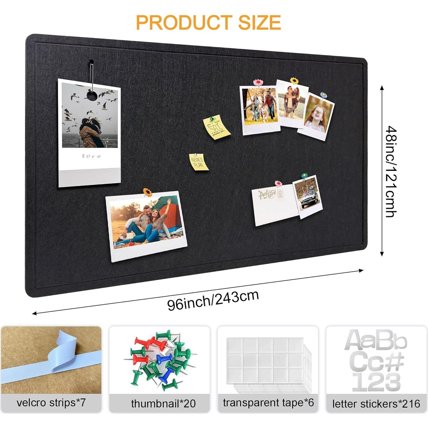 Tablero de Anuncios Plegable Yunihome 240x120 cm Fieltro Negro