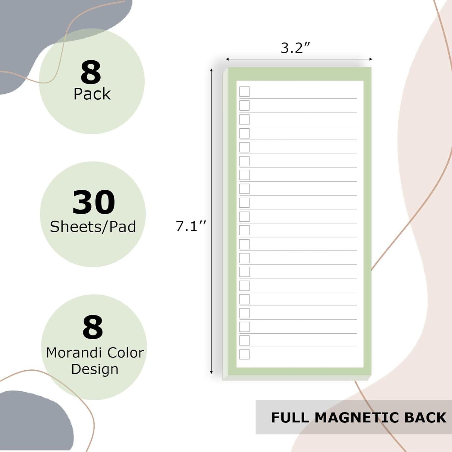Paquete de 8 Bloc de Notas Magnéticos BIPEND 30 Hojas Colores