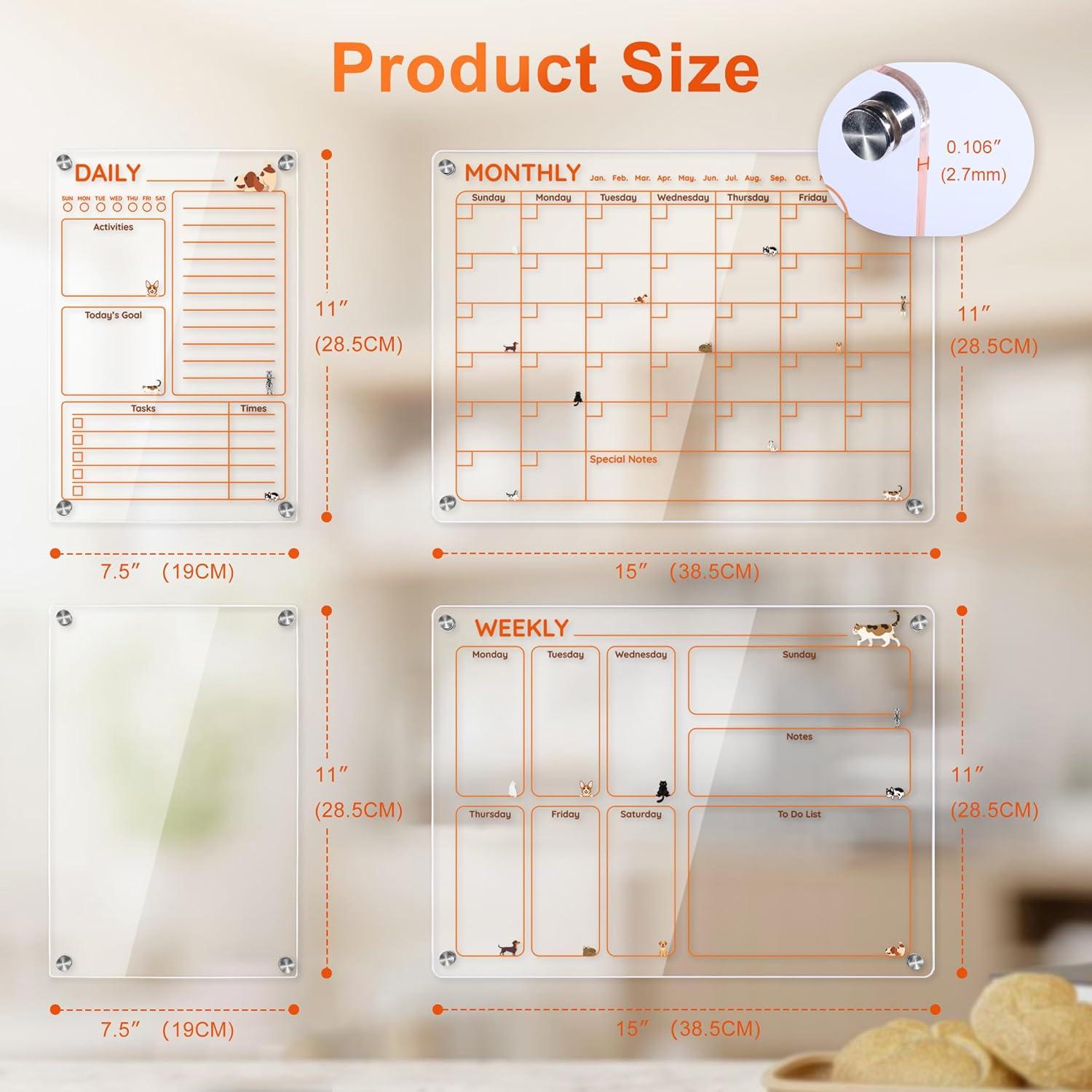 Calendario Magnético Acrílico KUNYUTECH para Nevera 1.09 kg