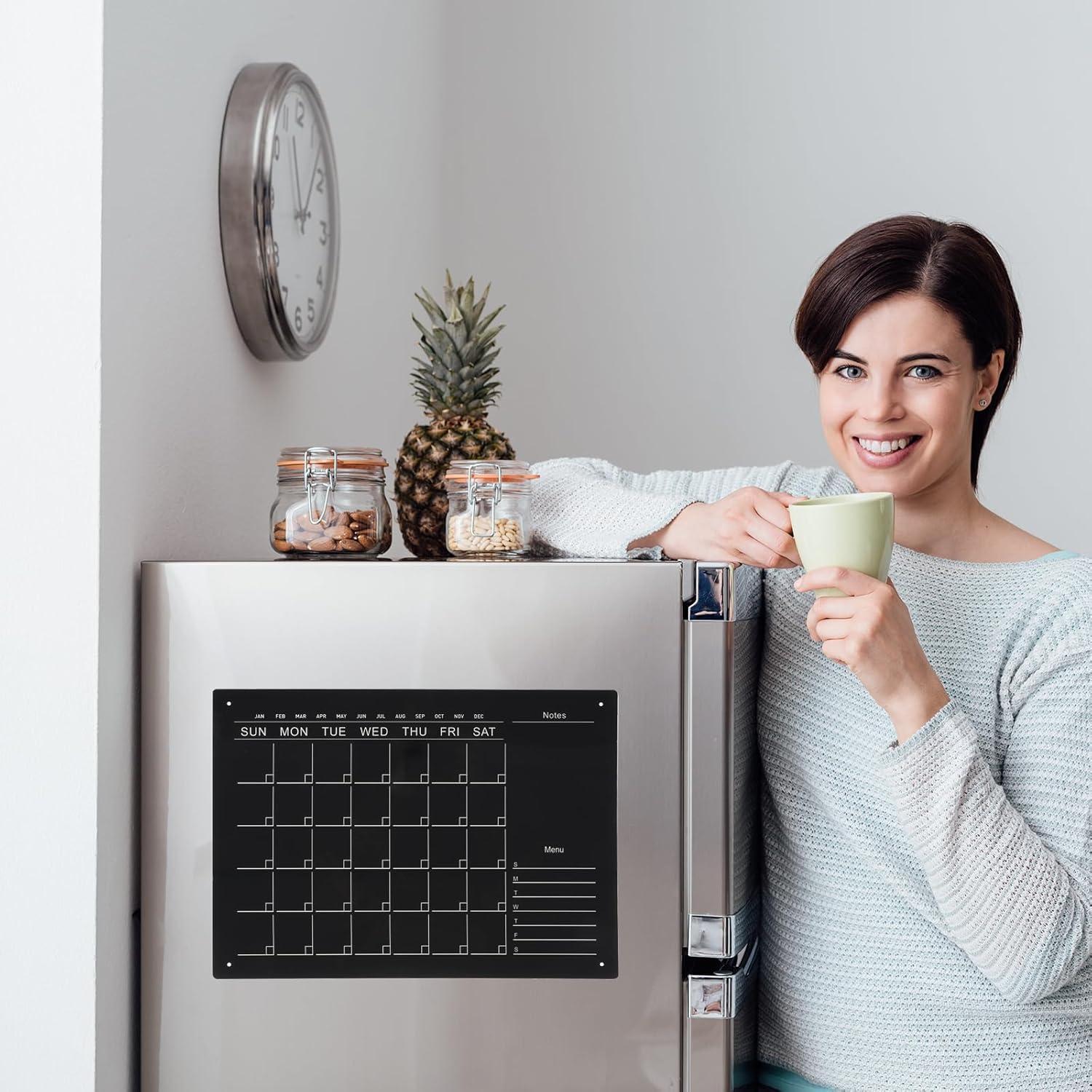 Calendario Magnético Acrílico PATIKIL 42x30 cm Negro con Marcadores