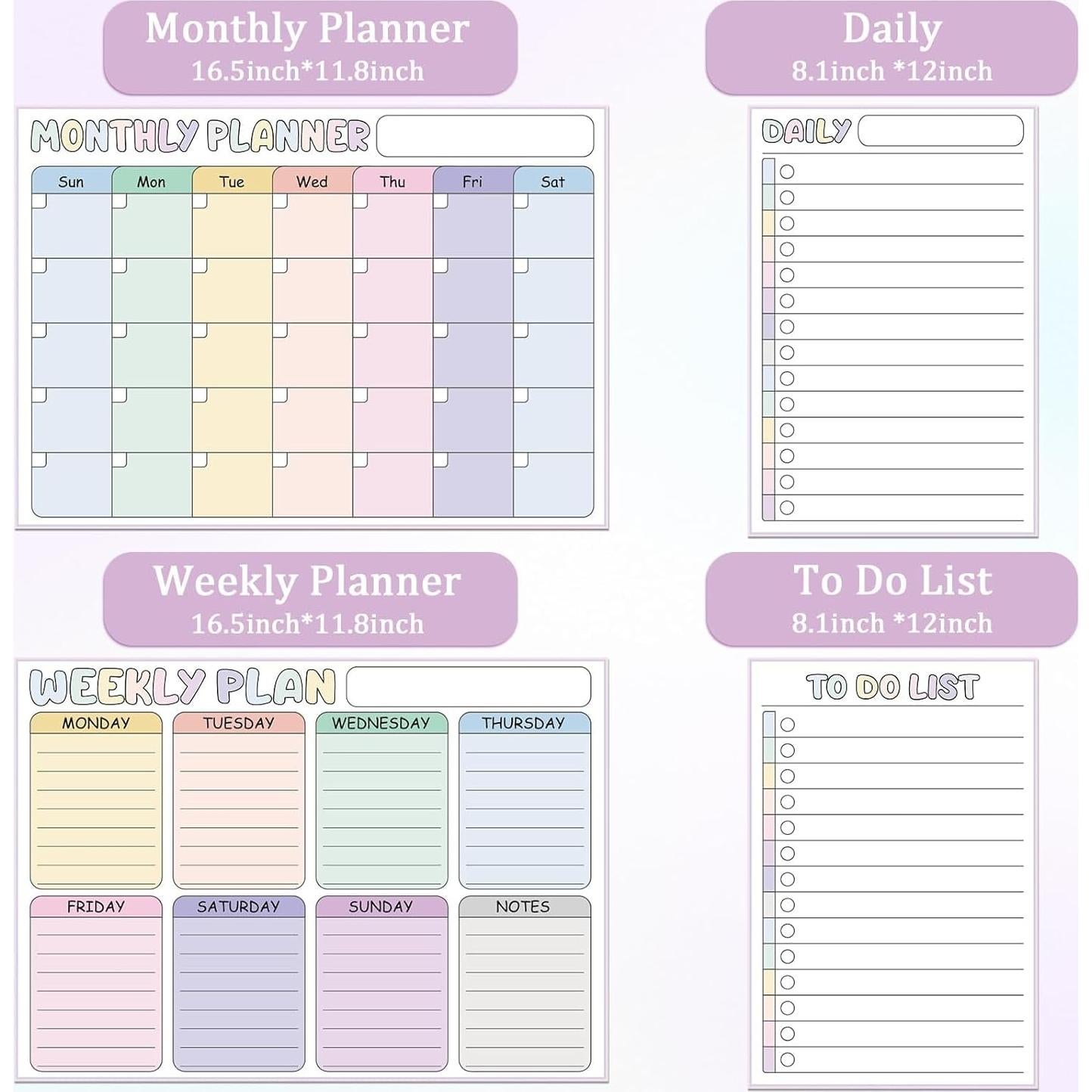 Juego de 4 Pizarras Magnéticas Borrables Naozinebi 42x30cm