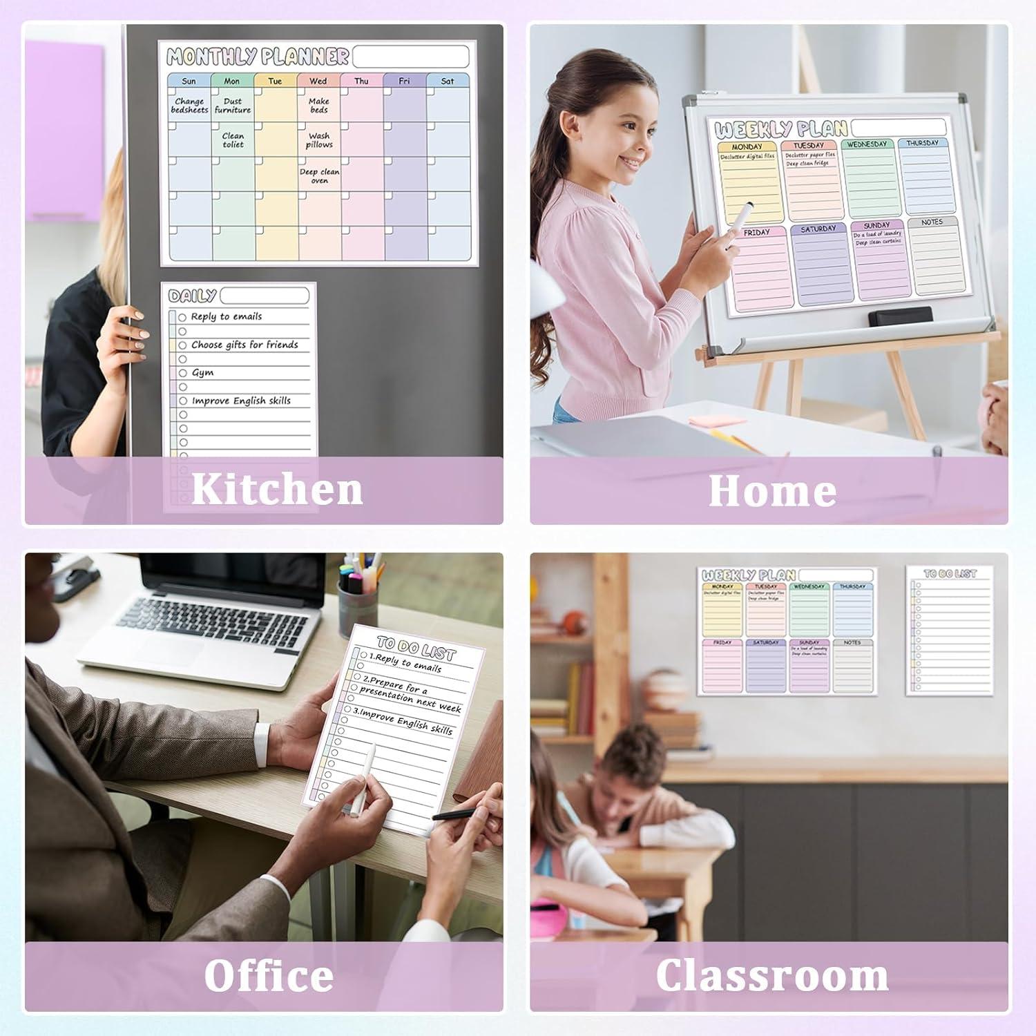 Juego de 4 Pizarras Magnéticas Borrables Naozinebi 42x30cm