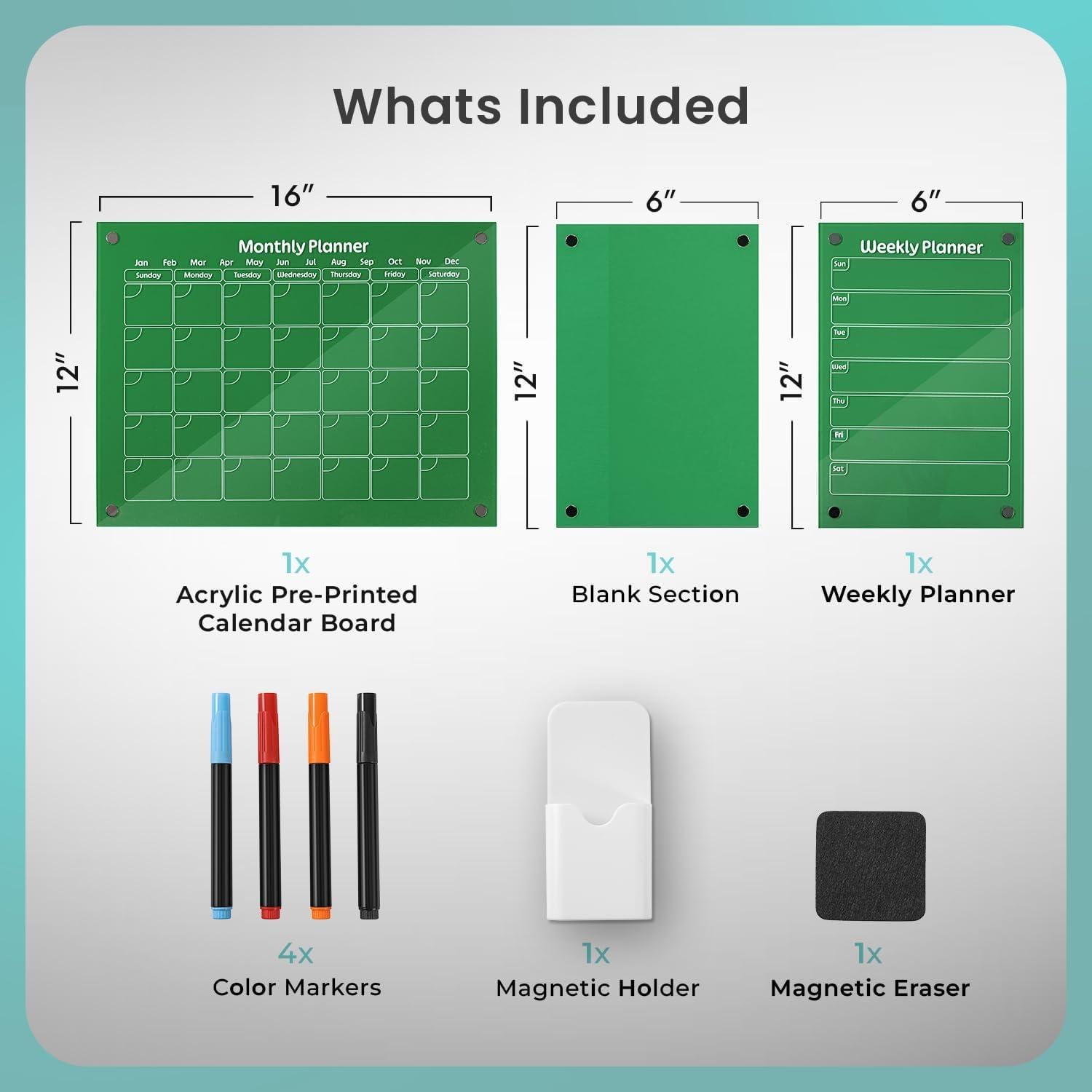 Juego de Calendario Magnético Acrílico Hippo Creation Verde