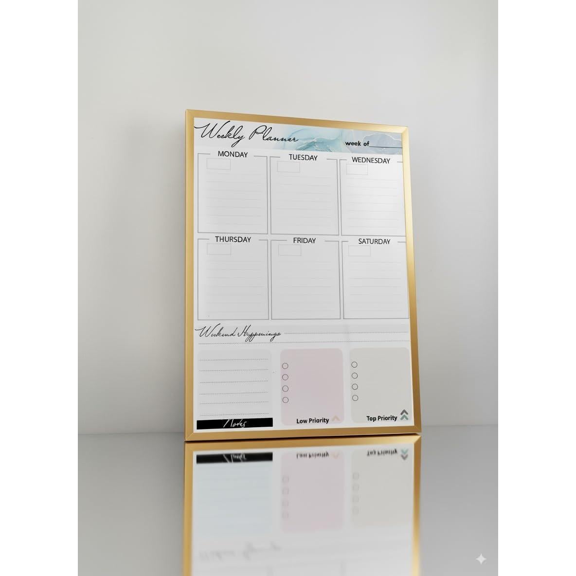 Pizarra Blanca Magnética 30x40 cm LULU OFFICE con Soporte Dorado