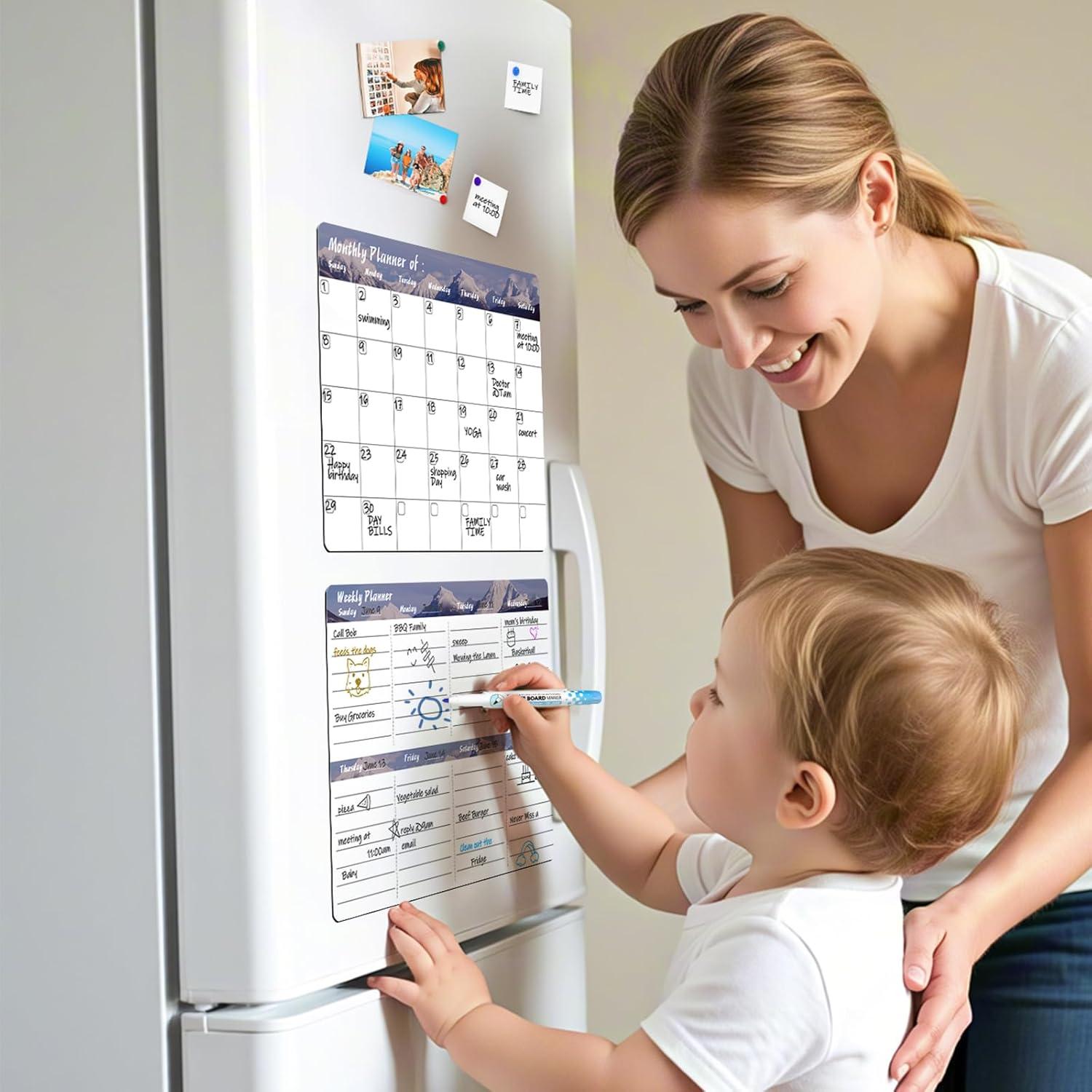 Calendario Magnético Marsrock 41.4x29.7 cm Gris - Planificador Semanal y Mensual