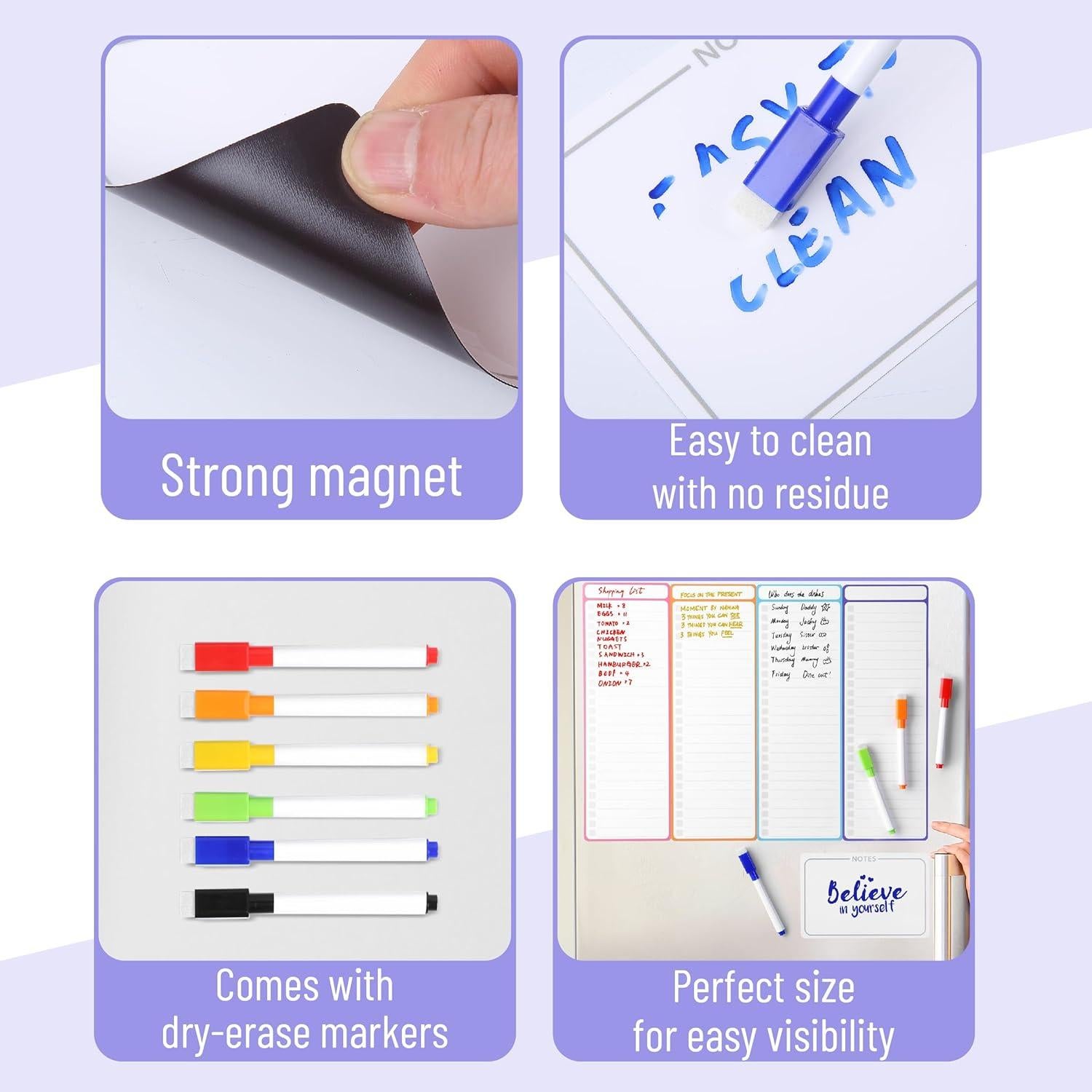 Set de Pizarras Magnéticas Borrables Mr. Pen 11 Piezas Neón