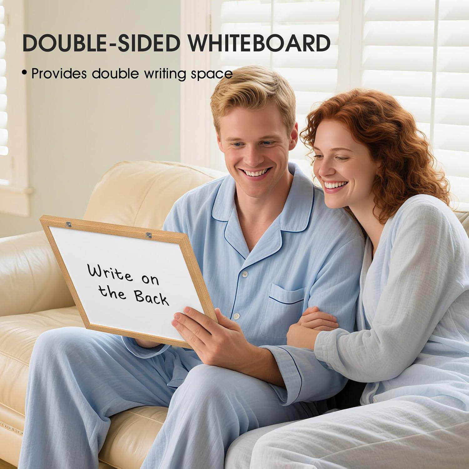 Pizarra Blanca Doble Cara MaxGear 36x28cm Magnética Madera