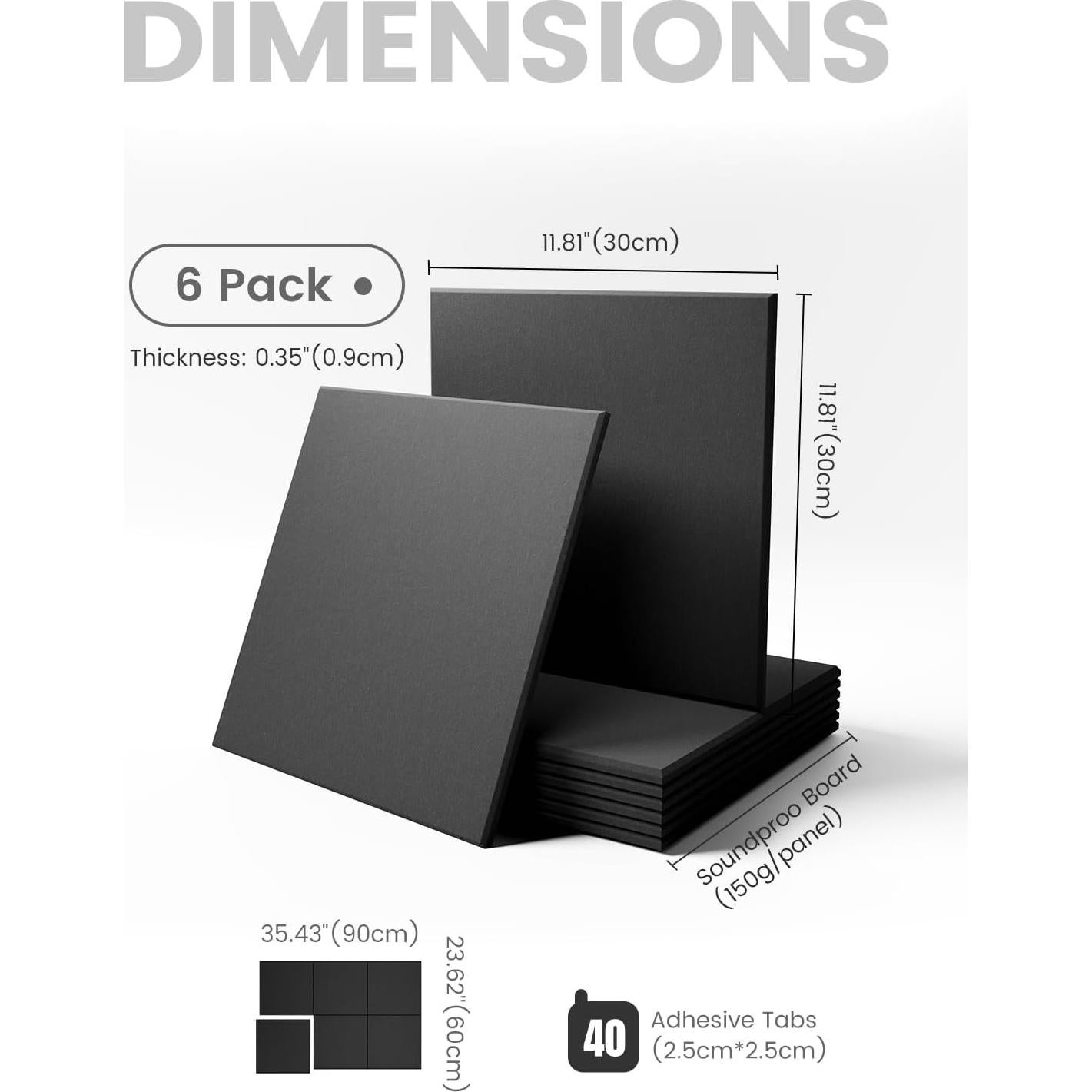 Tablero de Fieltro Fluxynara Negro 6 Azulejos 30x30cm