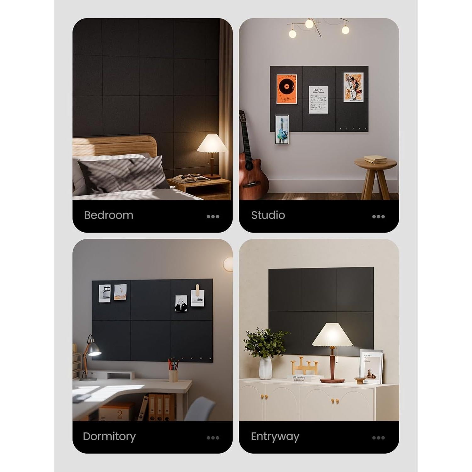 Tablero de Fieltro Fluxynara Negro 6 Azulejos 30x30cm