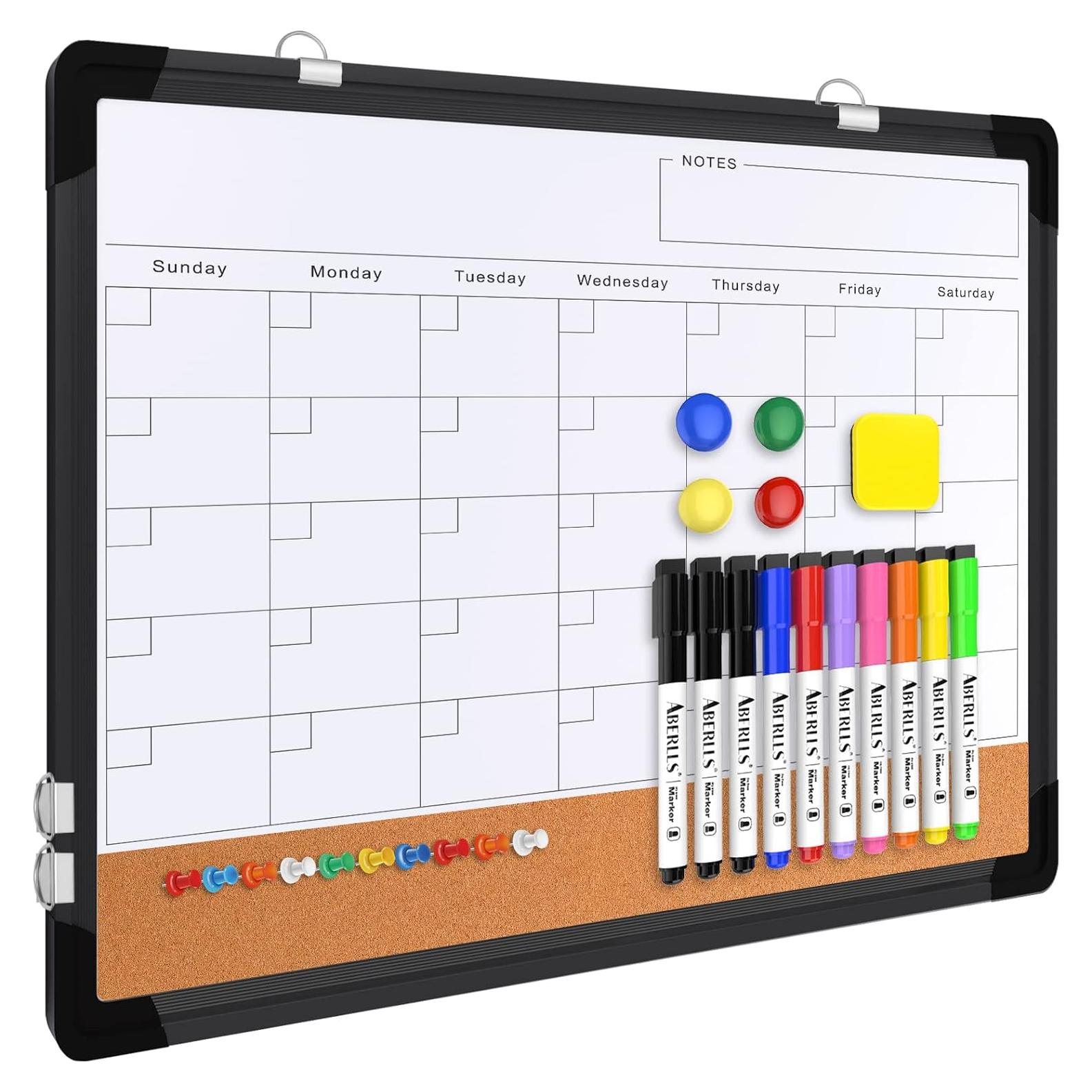 Calendario Mensual Pizarra Borrable ABERLLS 43x33 cm Negro