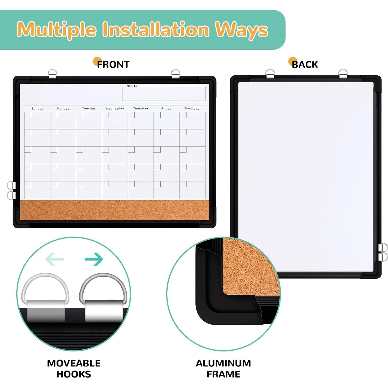 Calendario Mensual Pizarra Borrable ABERLLS 43x33 cm Negro