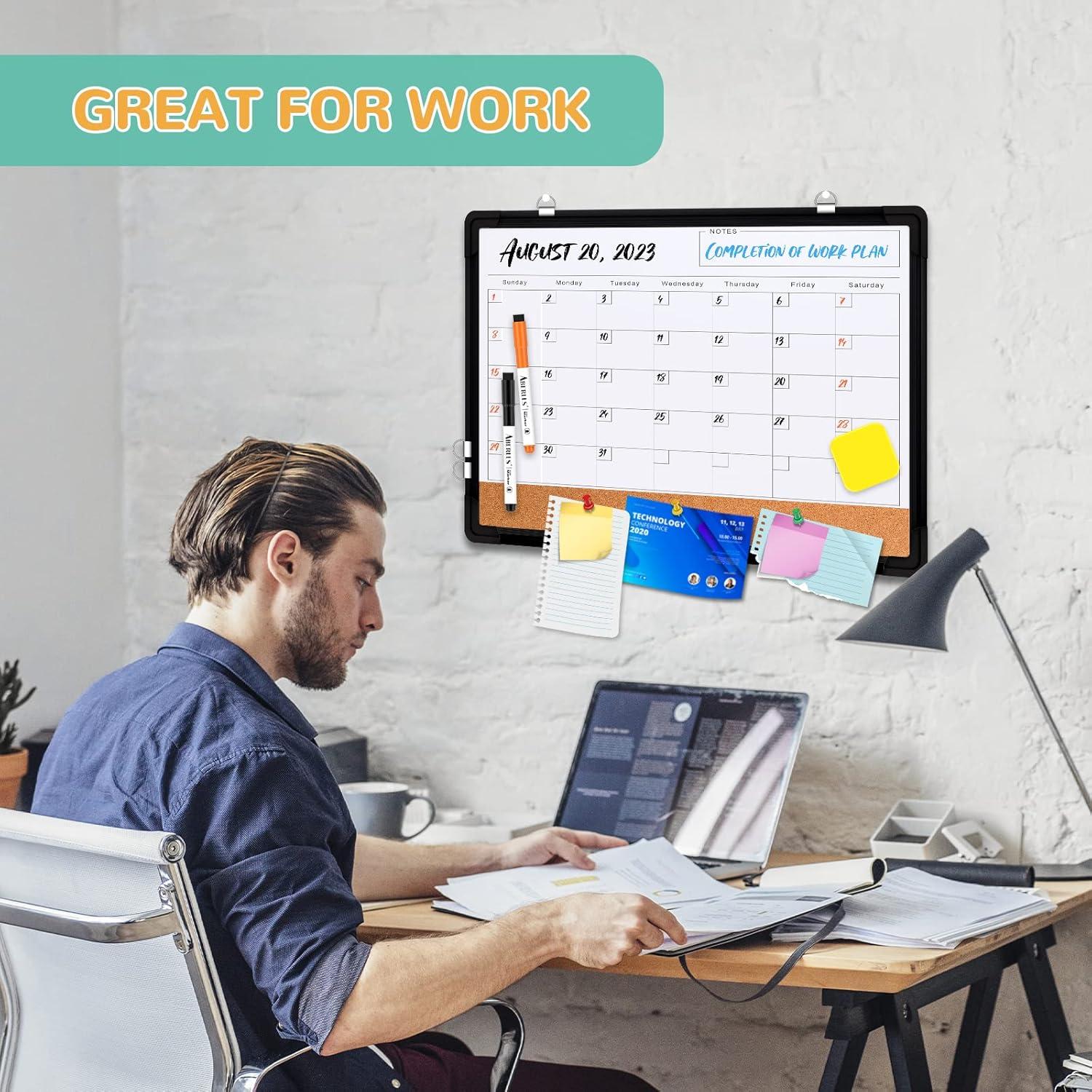 Calendario Mensual Pizarra Borrable ABERLLS 43x33 cm Negro