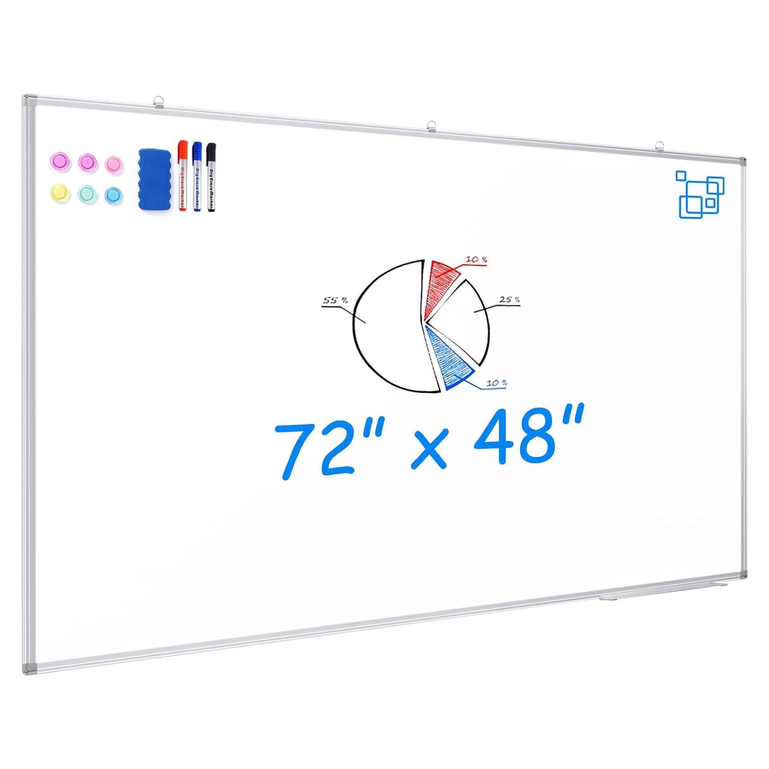 Pizarra Blanca Magnética Borrable Maxtek 183x122 cm para Pared