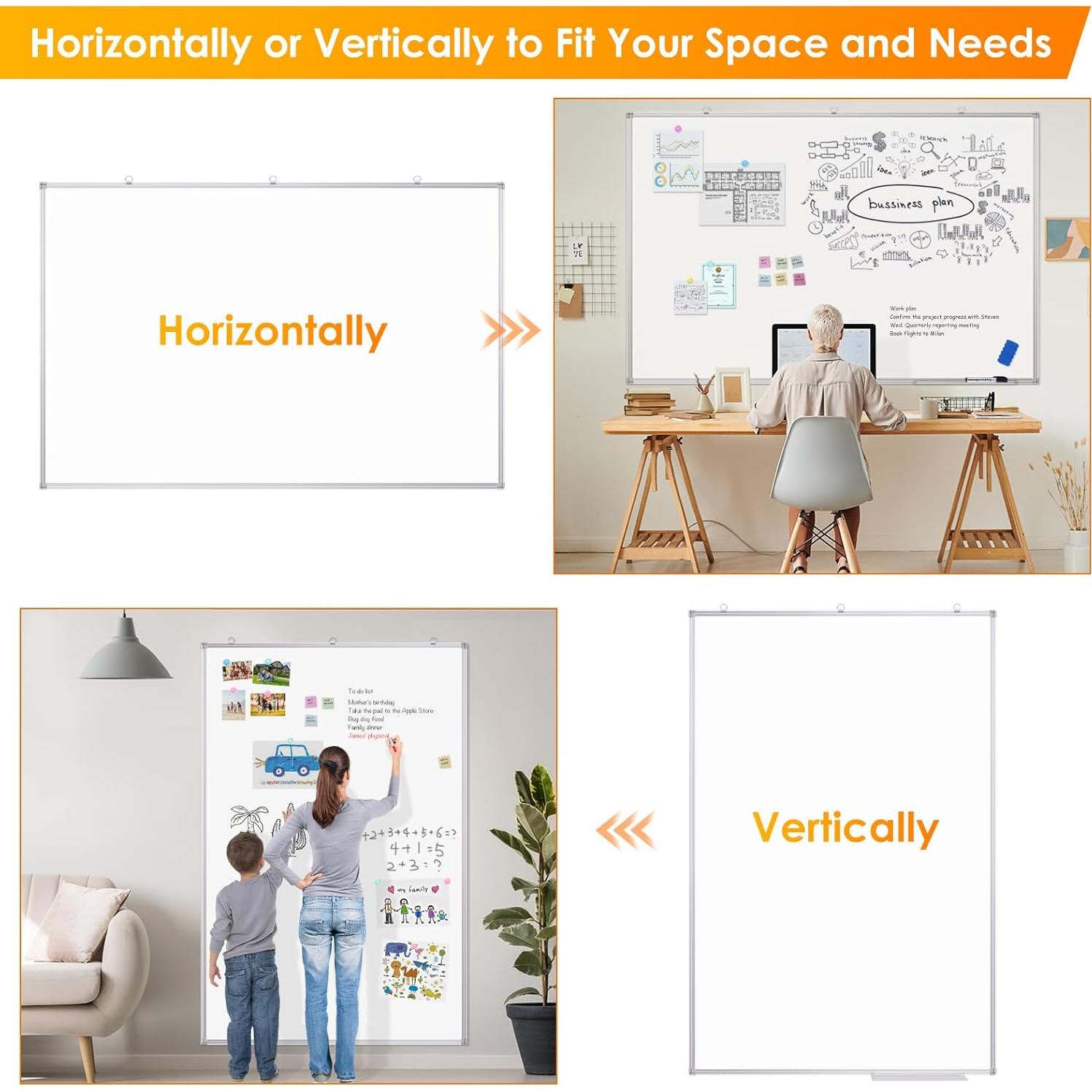 Pizarra Blanca Magnética Borrable Maxtek 183x122 cm para Pared