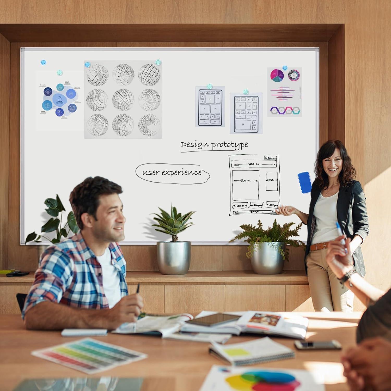 Pizarra Blanca Magnética Borrable Maxtek 183x122 cm para Pared