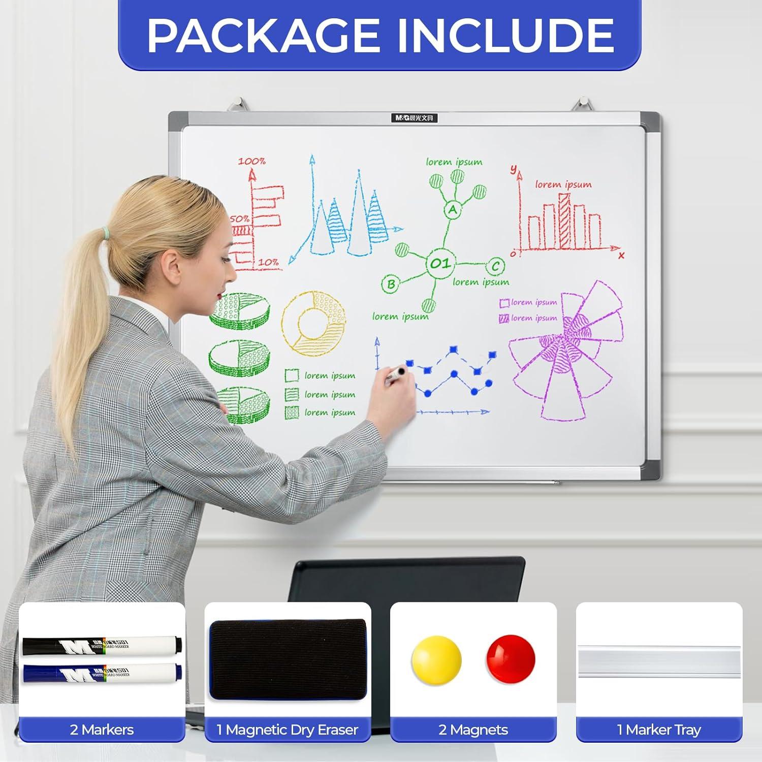 Pizarra Blanca Magnética M&G 61 x 46 cm con Accesorios