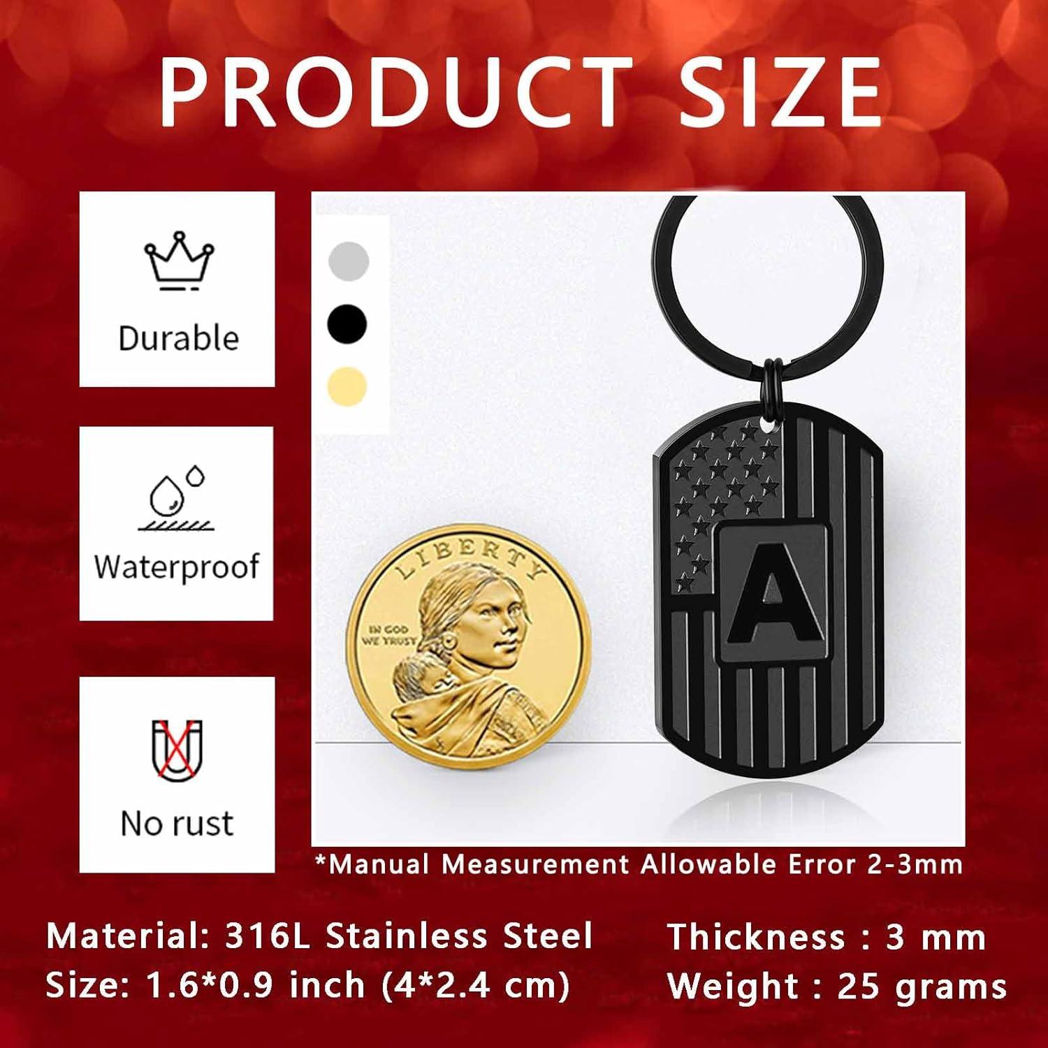 Llavero Inicial de Acero Inoxidable Bandera Americana - Hombre