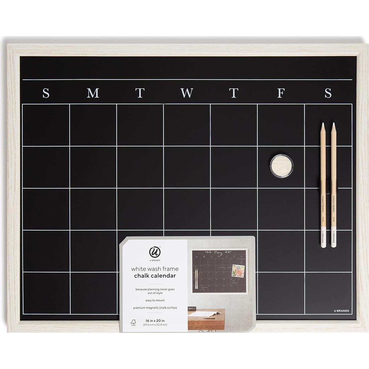 Calendario de Pizarra Blanco U Brands 40.64x50.8 cm 4 Piezas