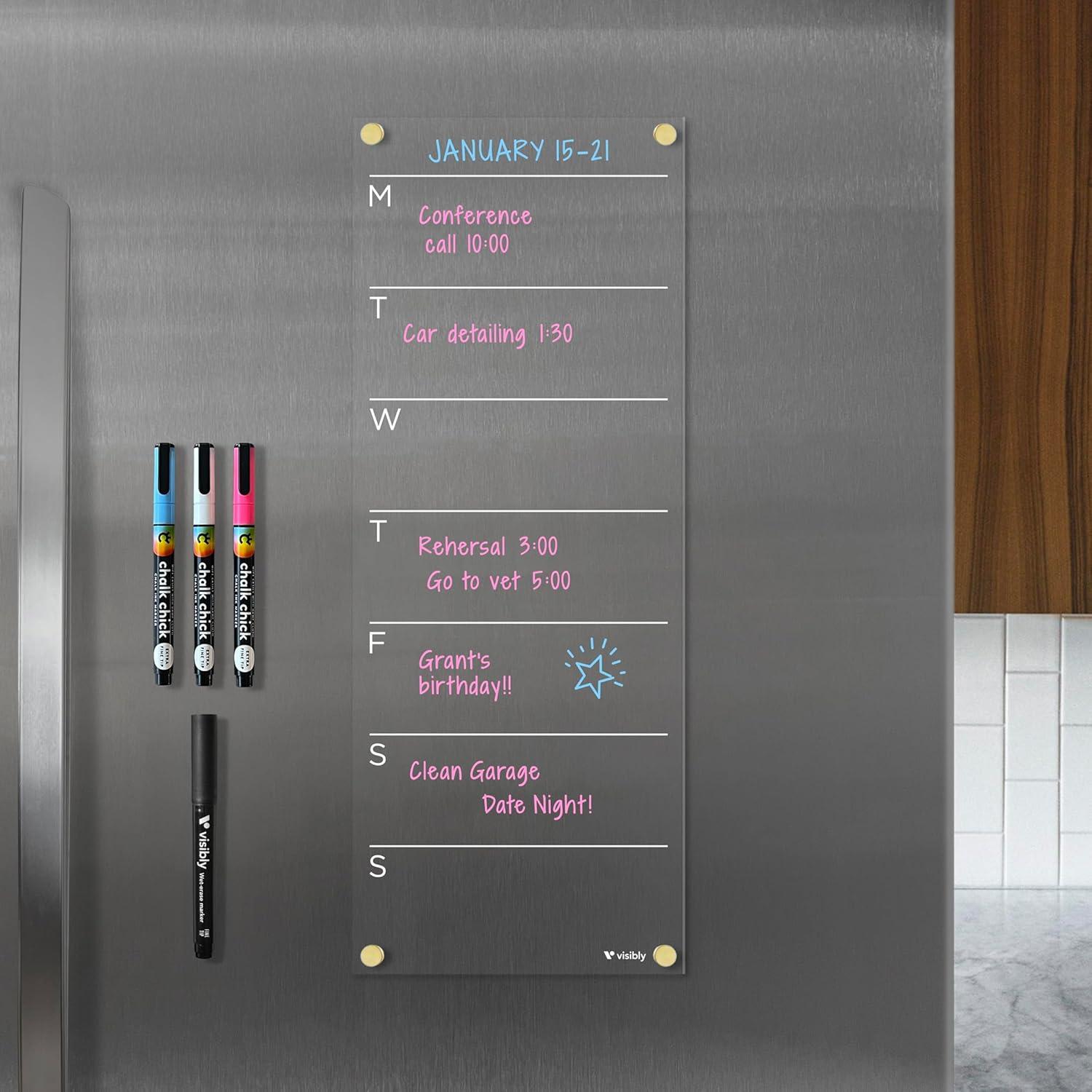 Calendario Semanal Magnético Acrílico Visibly 18x46 cm